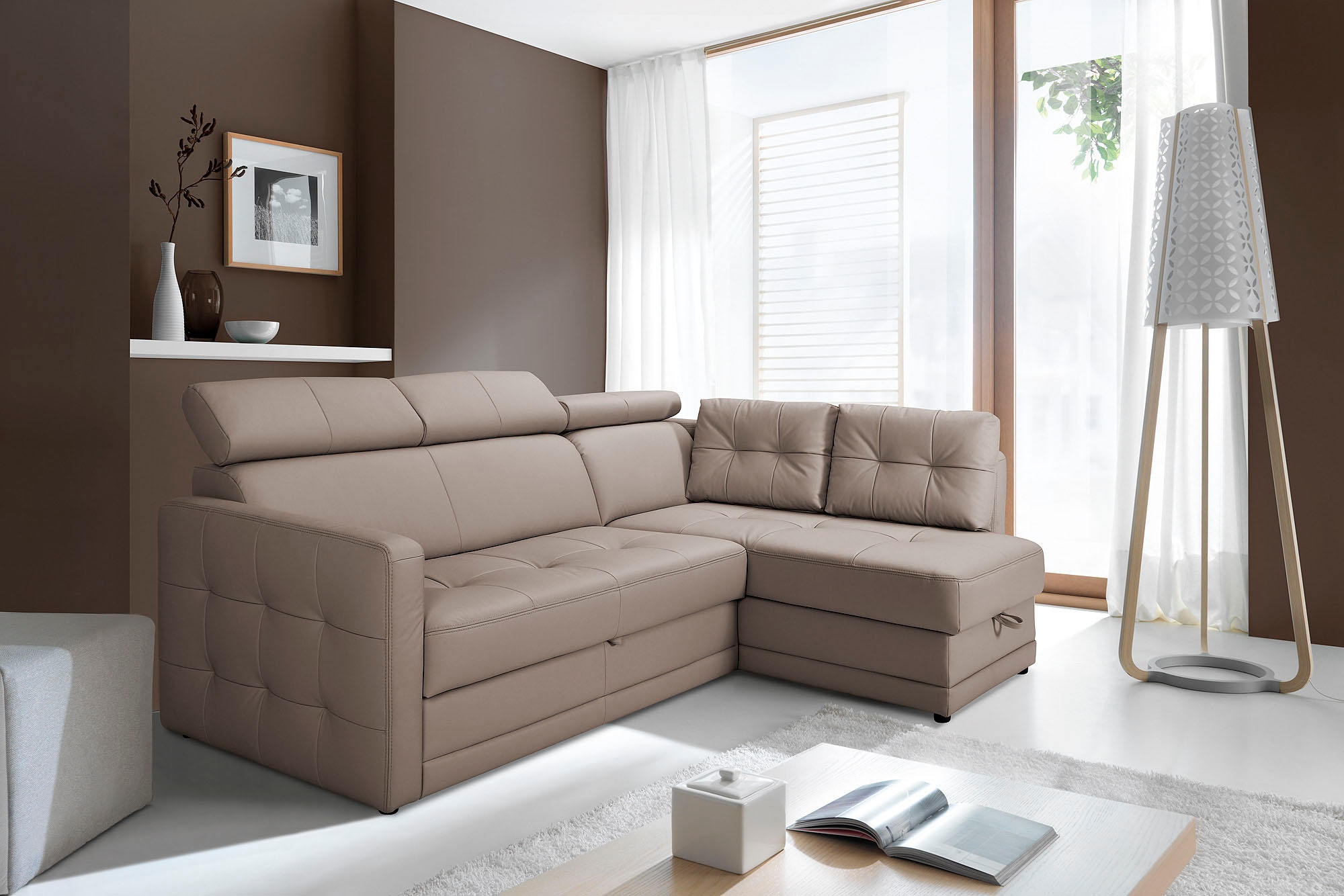 exxpo - sofa fashion Ecksofa "Arles, Federkern, zeitlos, Breite 225cm, L-Fo günstig online kaufen