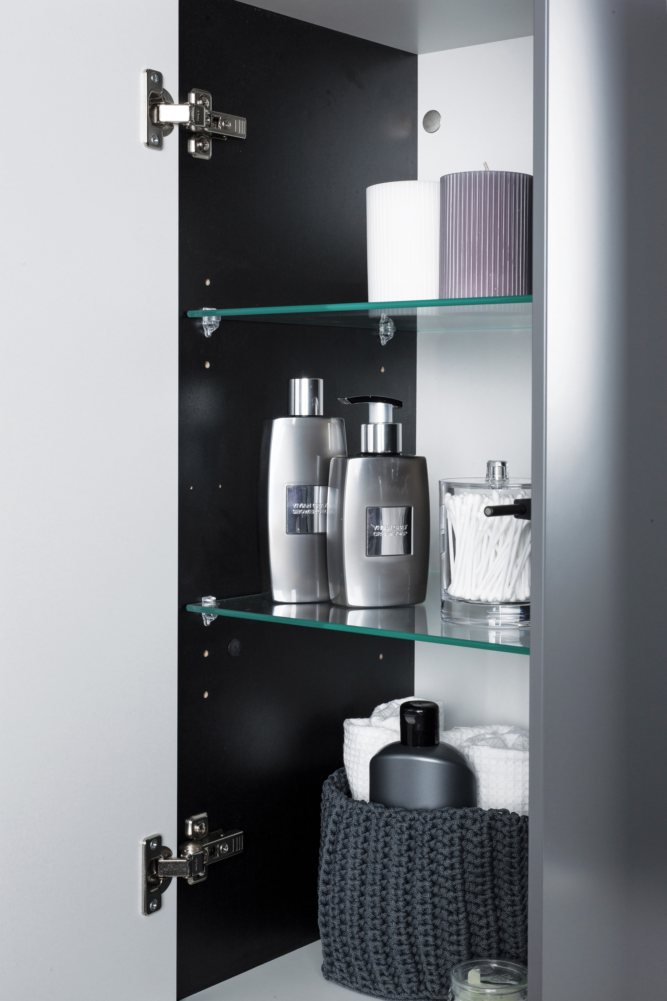 welltime Hochschrank »D-Line«, Badmöbel, 2-trg, 36,2 cm breit, mit Soft-Close-Funktion, FSC®