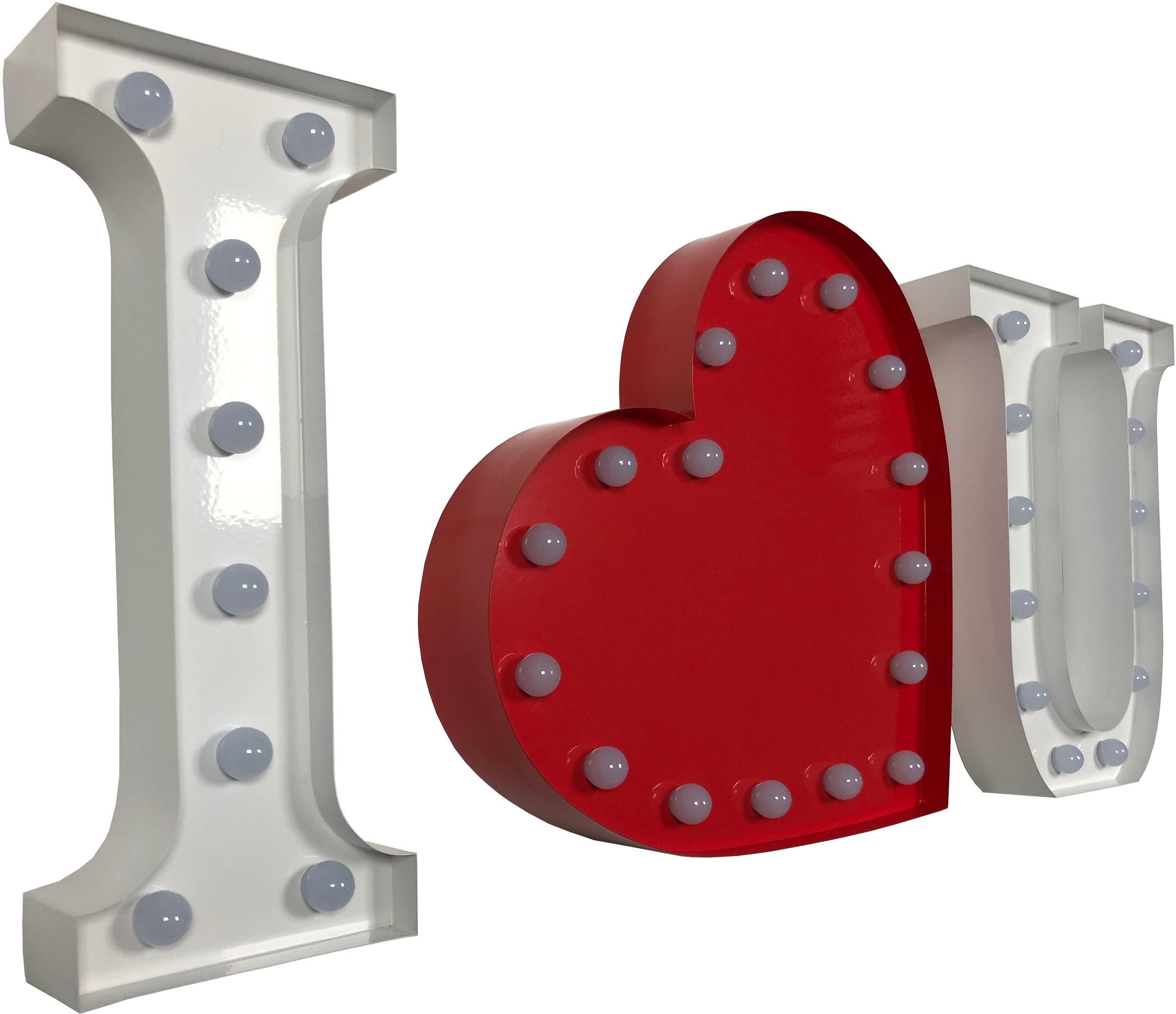 MARQUEE LIGHTS Tischleuchte »I Herz U«, 36 flammig, Leuchtmittel LED-Modul | LED fest integriert, Wandlampe, Tischlampe I Heart U mit 36 festverbauten LEDs - 69x31 cm