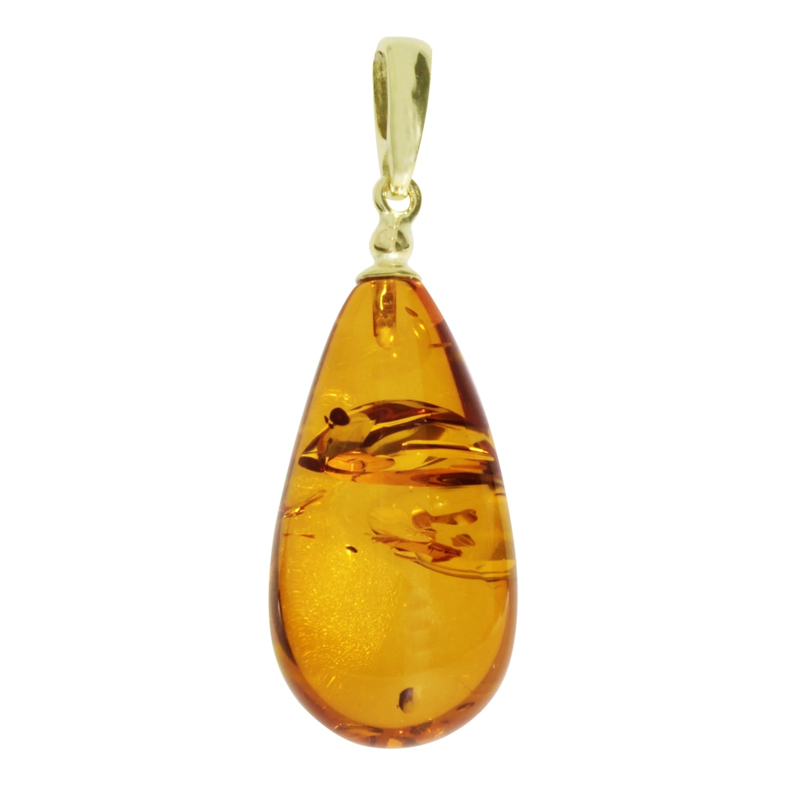 Kettenanhänger OSTSEE-SCHMUCK "Ostsee-Schmuck Anhänger Klassisch 30 mm - Gold 333/000", gelb, Schmuckanhänger, Damen, 37 x 15mm, Bernstein, 3,1 g, Kettenanhänger 4