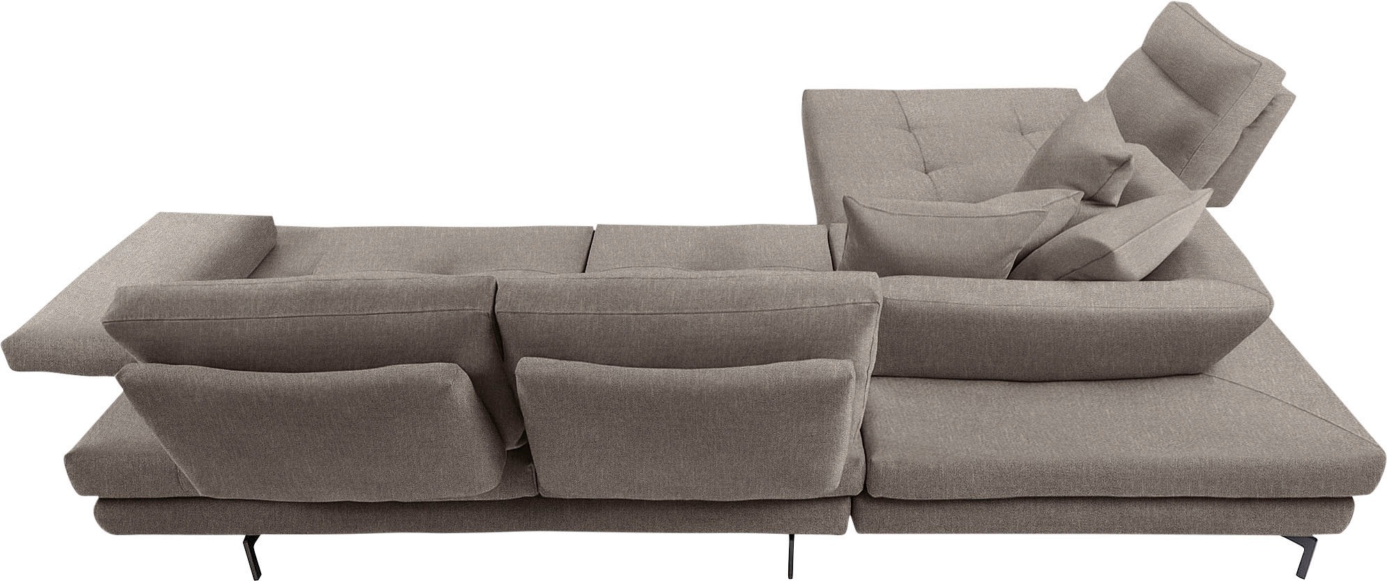 CALIA ITALIA Ecksofa »Toby Wing, Komfortsofa mit Sitzkomfort der Extraklasse, L-Form«, Sitztiefenverstellung, wahlw. mit Kissen-Set,Füße schwarz matt