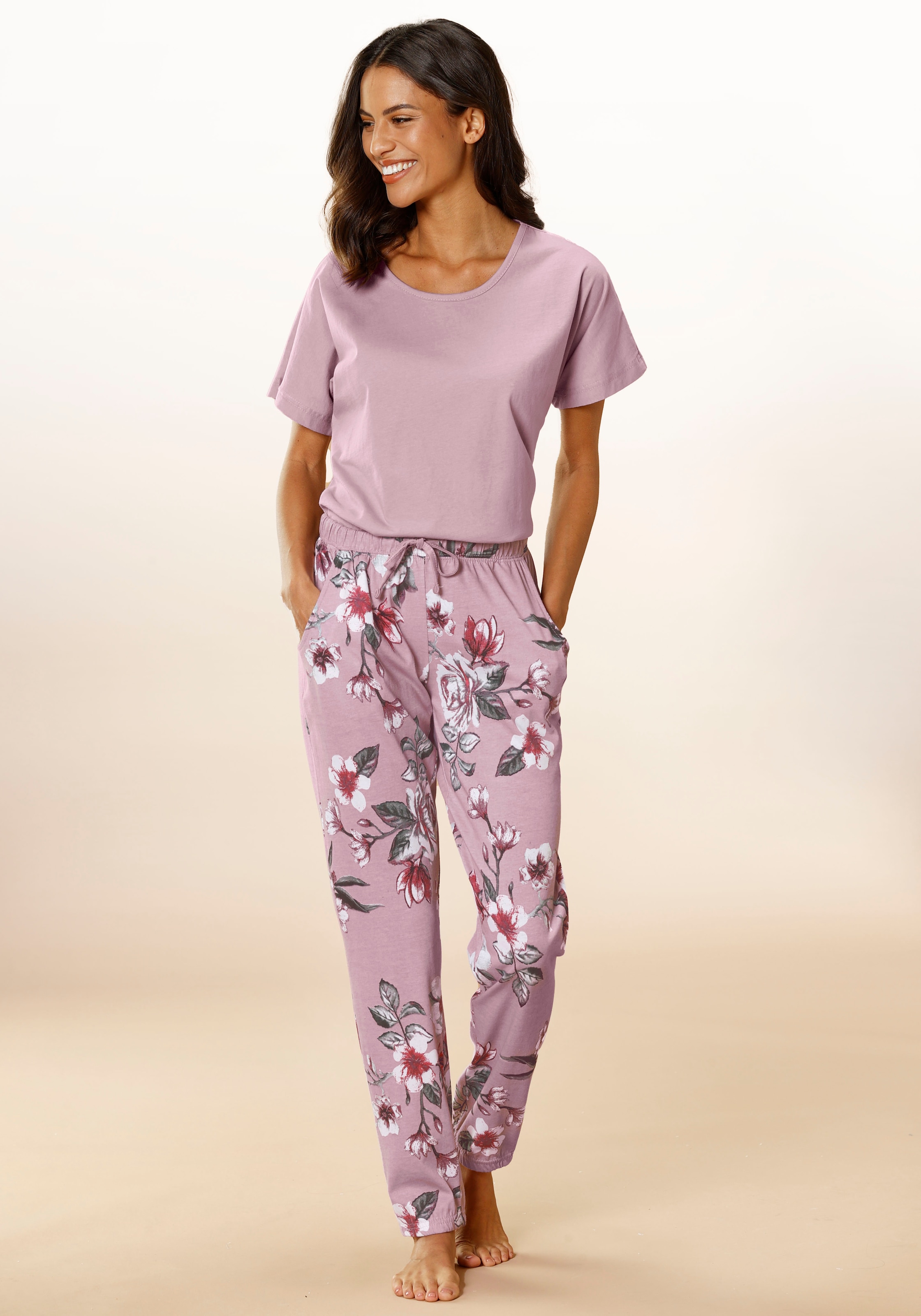Vivance Dreams Pyjama 2 Stk. tlg., mit Blumendruck günstig online kaufen