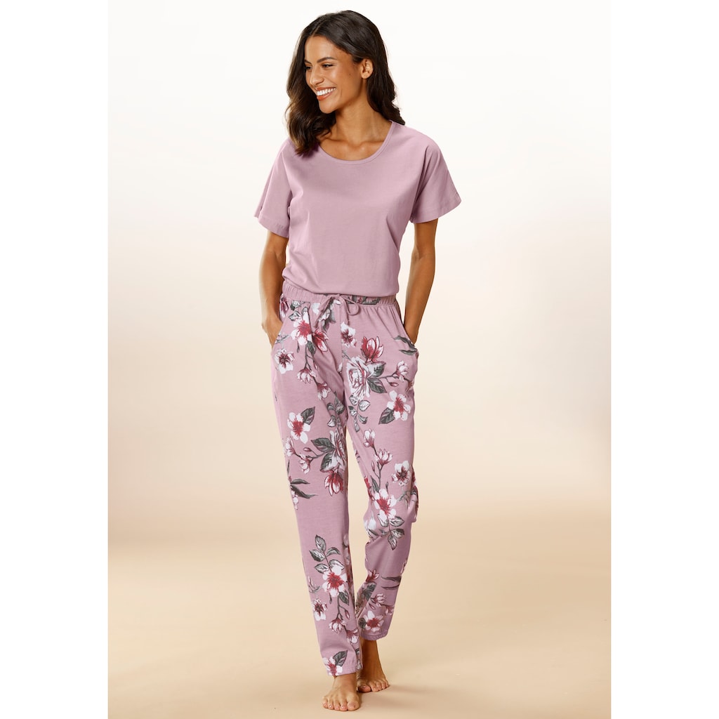 Vivance Dreams Pyjama, (2 tlg.), mit Blumendruck