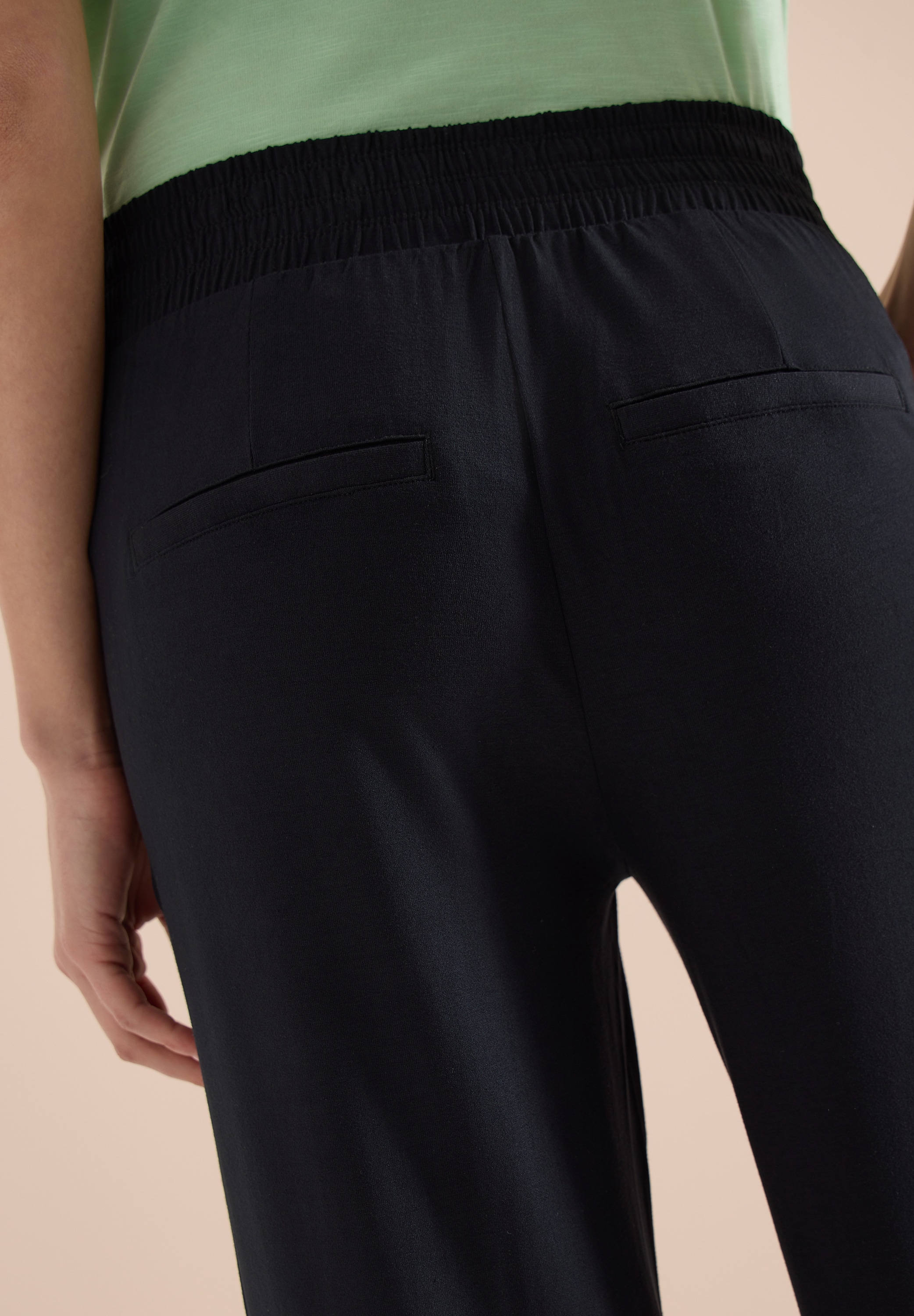 Cecil Jerseyhose  mit elastischem Schlupfbund, High-Waist, Wide Leg