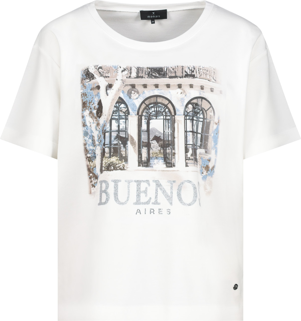 Monari T-Shirt »Shirt Lodge Druck«, Mit Rundhalsausschnitt