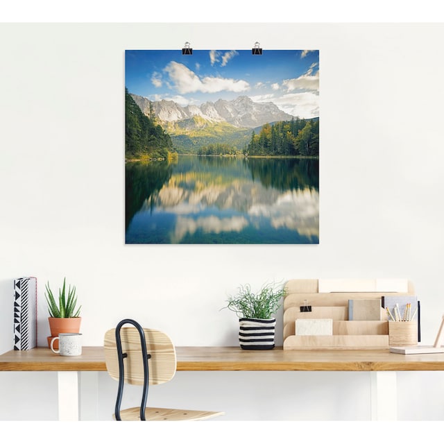 versch. in & BAUR oder Alubild, | Alpenbilder, Wandaufkleber Leinwandbild, Größen als Poster St.), (1 kaufen Wandbild mit Artland Eibsee«, Berge »Zugspitze