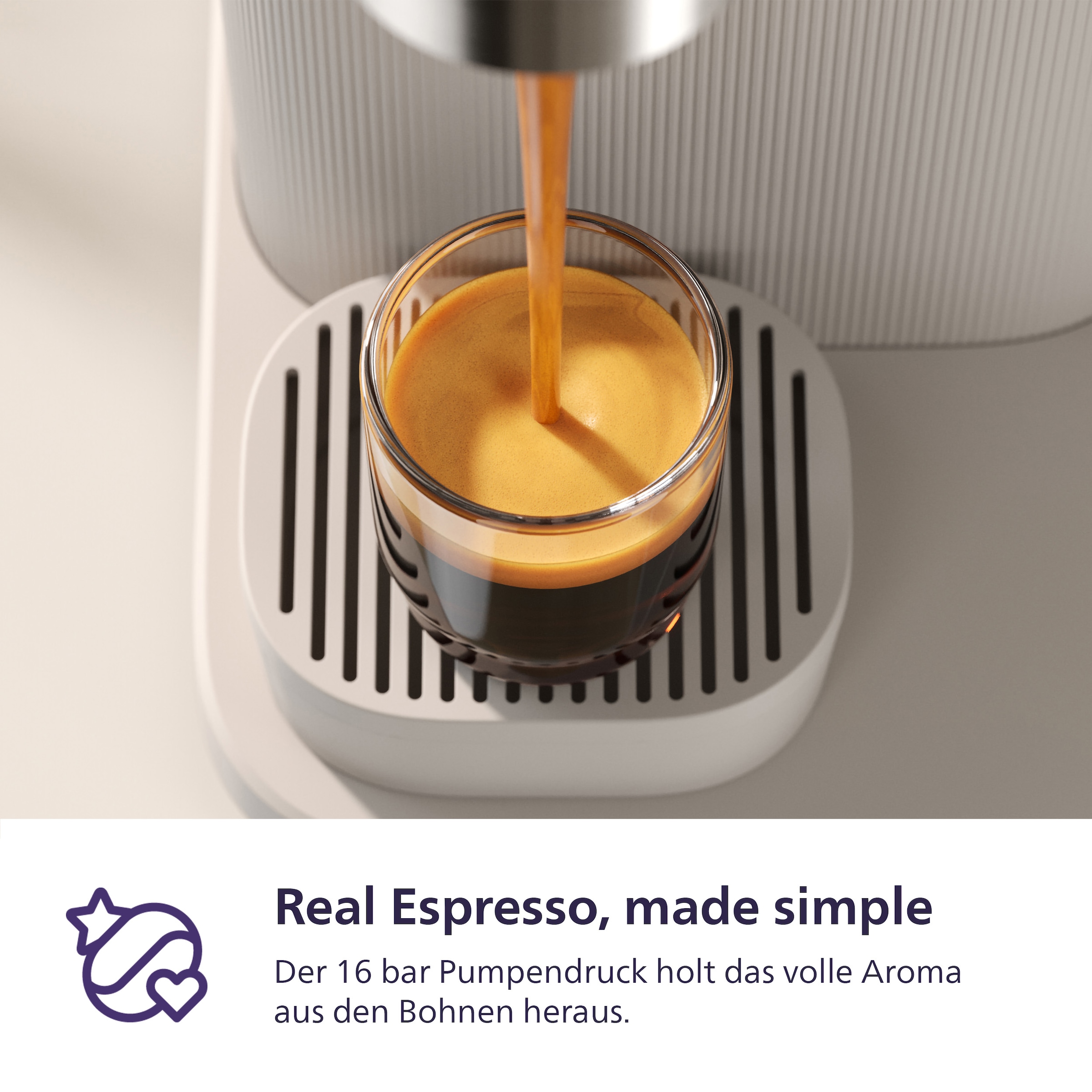 PHILIPS baristina Espressomaschine »BAR302/20 mit Mahlwerk für ganze Bohnen«, 16 bar Pumpendruck, Naturweiß/Eschenholz