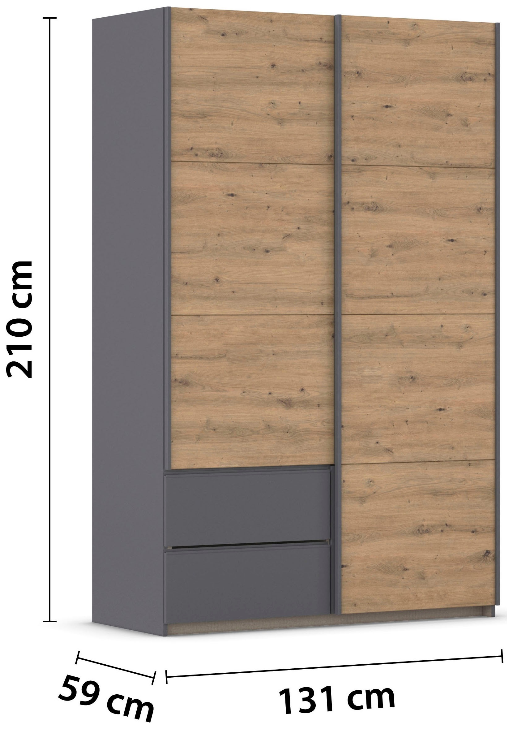 rauch Schwebetürenschrank »Kleiderschrank Schrank Garderobe Wäscheschrank SEVILLA«, (in 3 verschiedenen Ausstattungen BASIC/CLASSIC/PREMIUM), Metall-Griffleisten alufarben oder Graumetallic MADE IN GERMANY