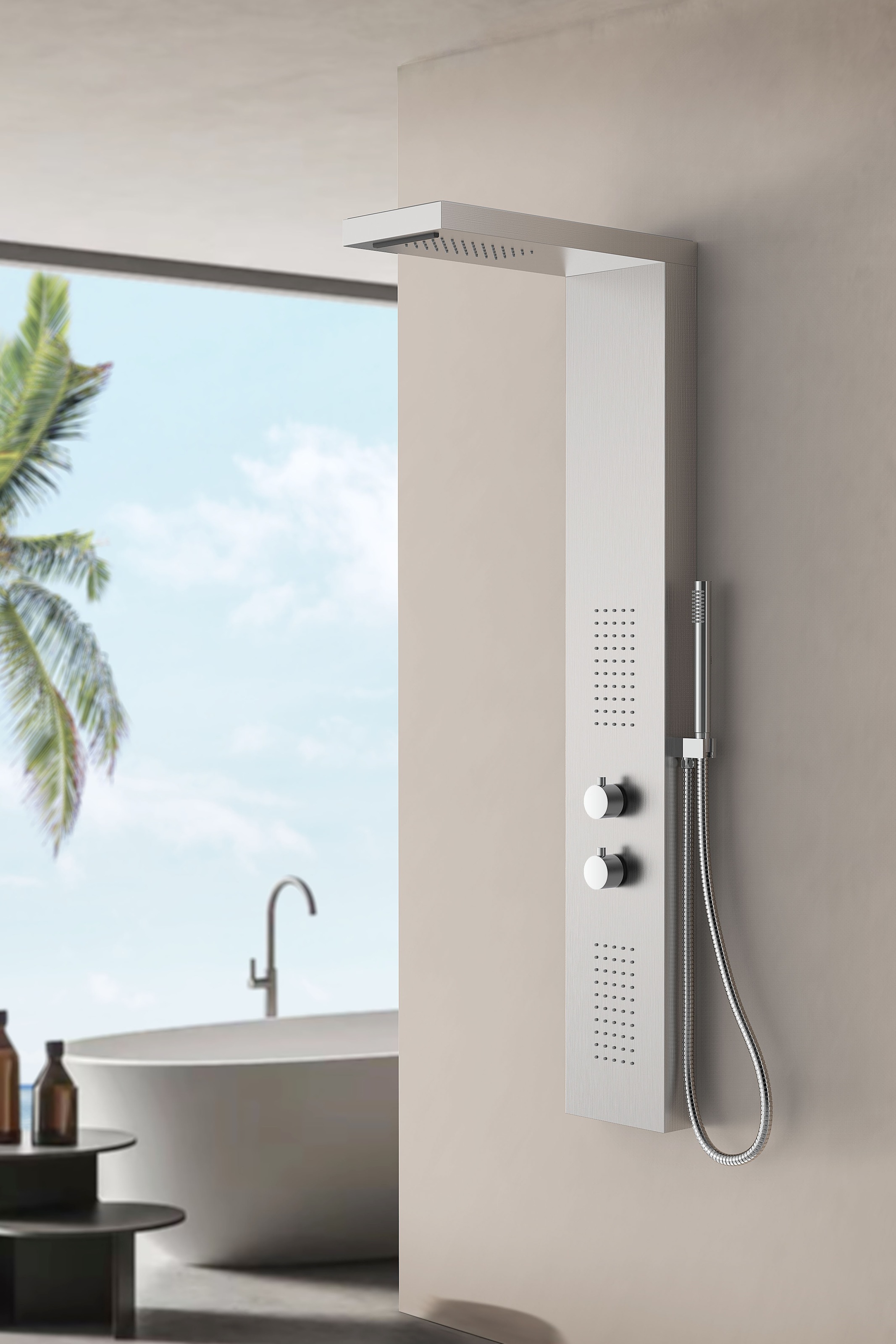 Marwell Duschsäule "Essenza" Edelstahl Regendusche, 125 x 20 cm günstig online kaufen