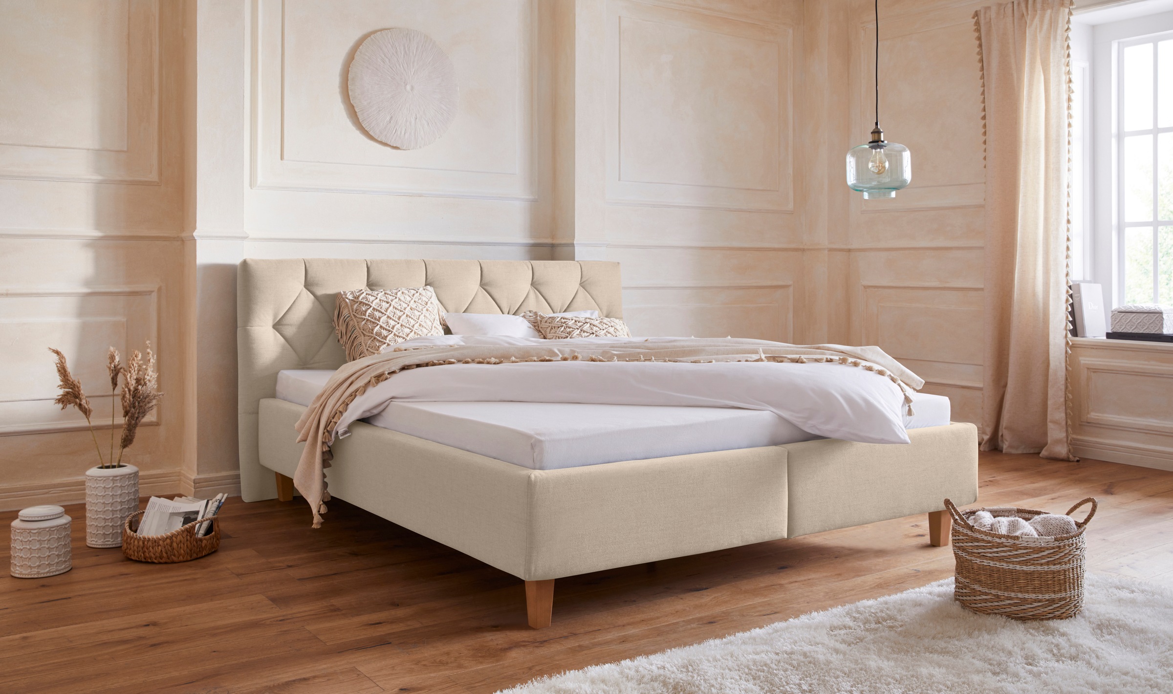 Home affaire Polsterbett "Sunley 100" Kreuzsteppung, Kopfteilhöhe 102 cm, o günstig online kaufen