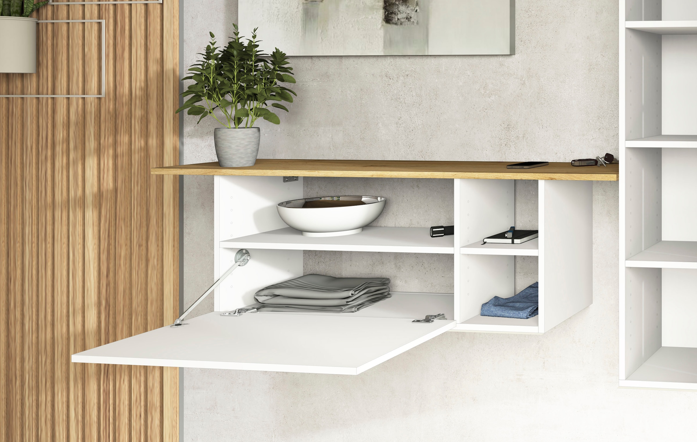 borchardt Möbel Garderoben-Set »Toledo, moderne hängende Garderobe, Schminktisch mit Regalfächern« Spar-Set, 