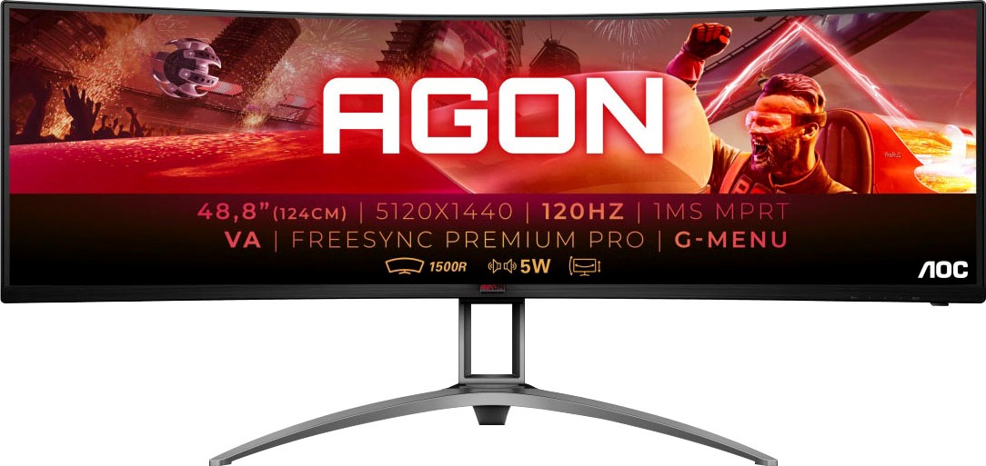 AOC Curved-Gaming-Monitor »AG493UCX«, 123,97 cm/49 Zoll, 5120 x 1440 px, 1 ms Reaktionszeit, 120 Hz