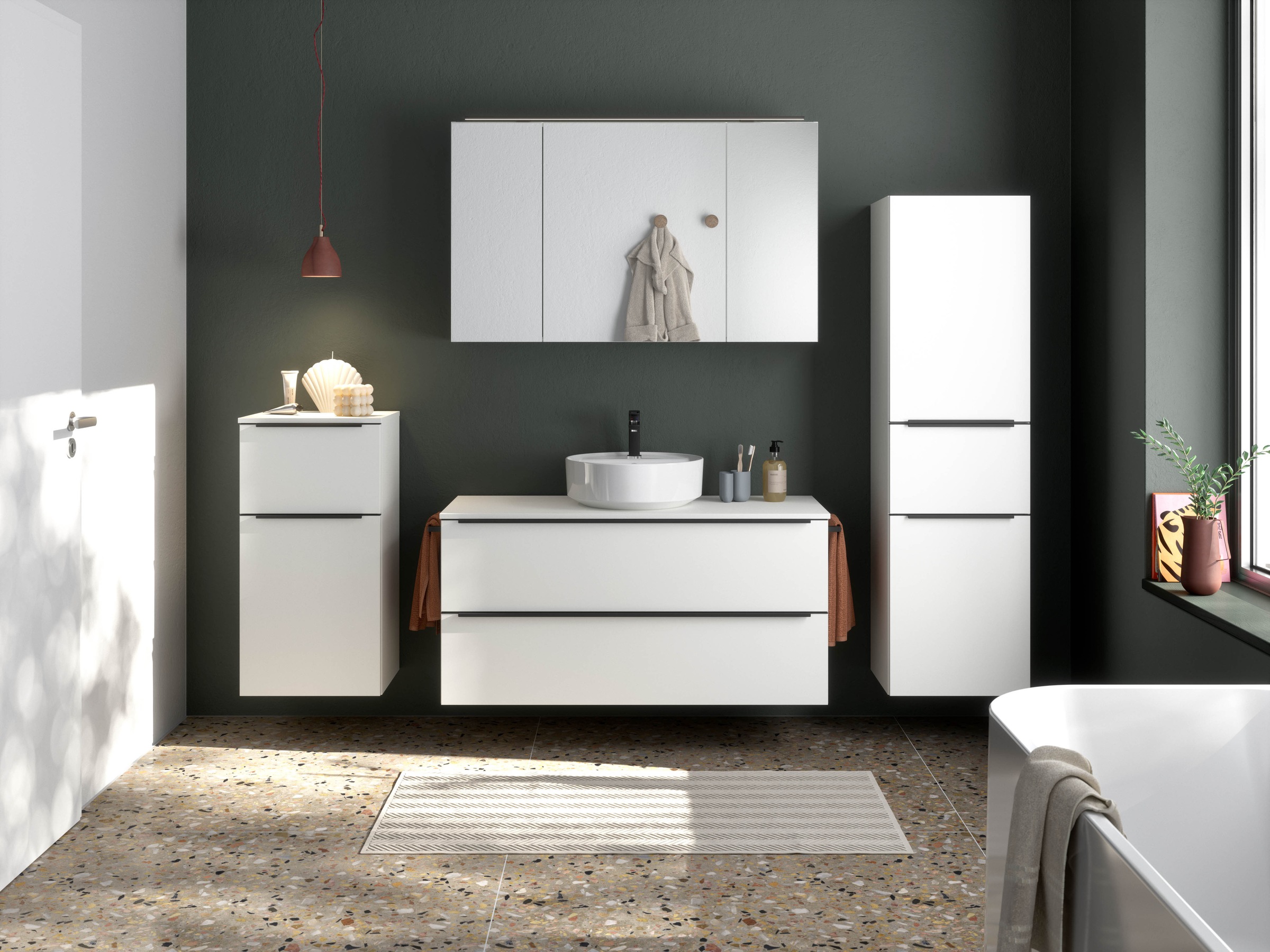 nobilia Badmöbel-Set, (2 St., vormontiert, mit Soft-Close), inkl. Spiegelsc günstig online kaufen