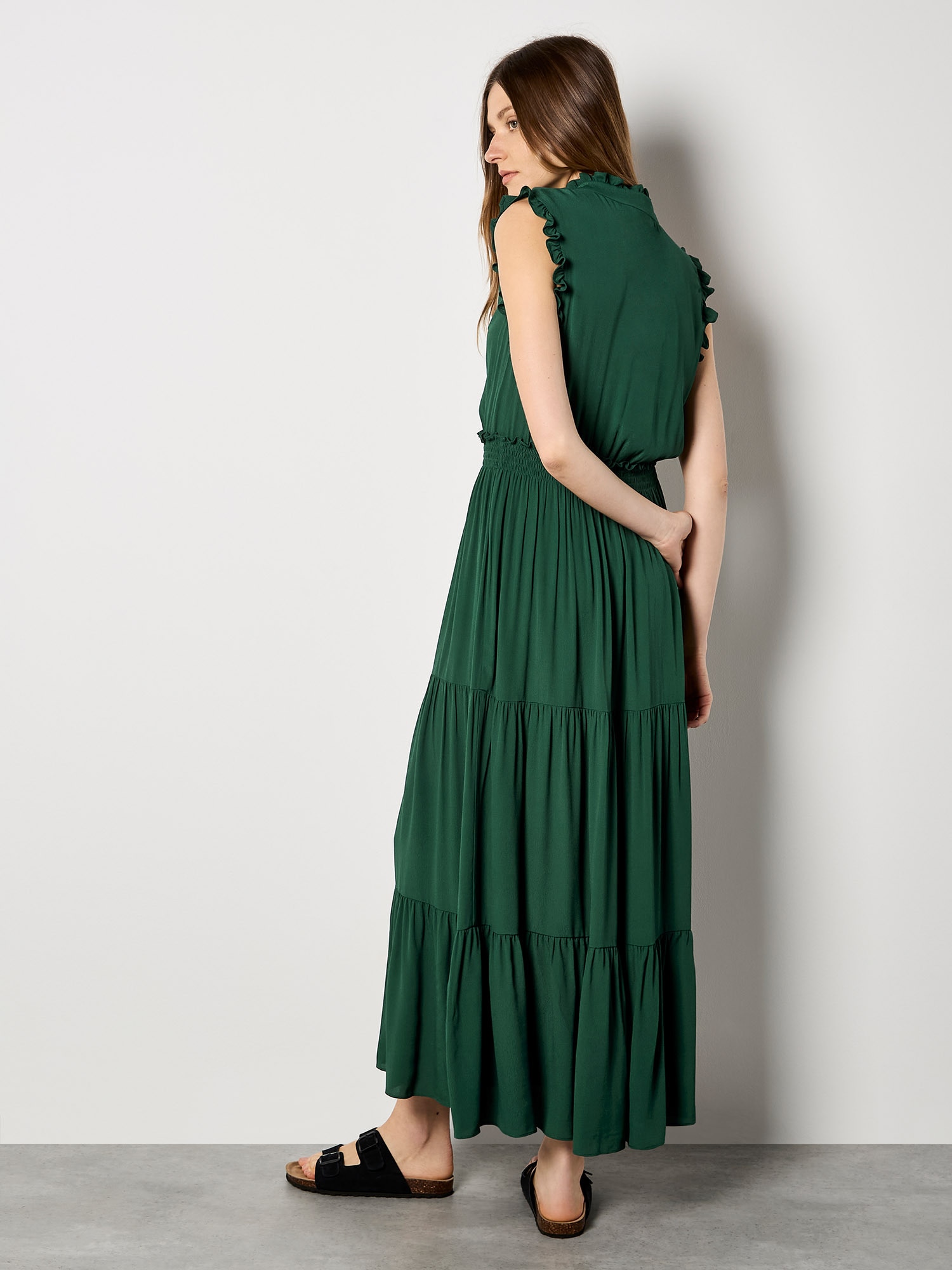 Apricot Maxikleid »Maxikleid mit V-Ausschnitt« mit Rüschen