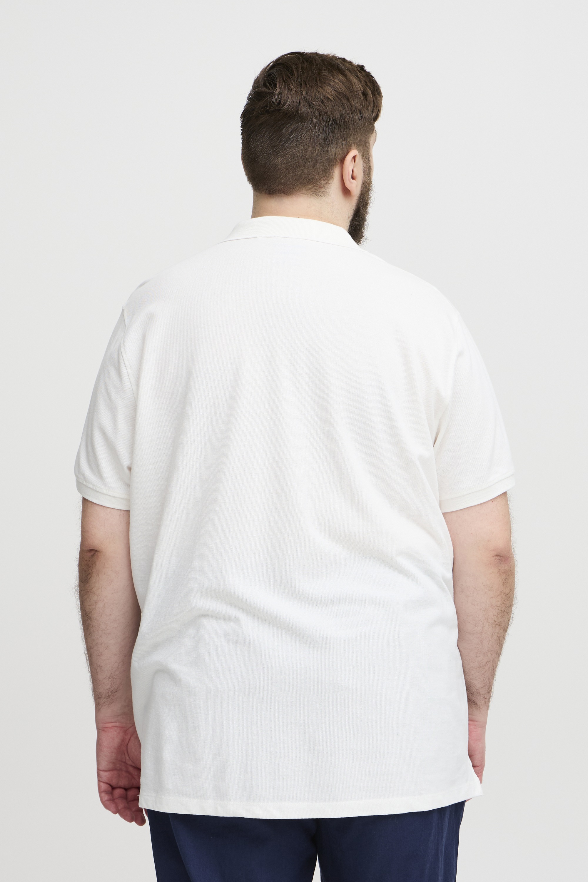 Poloshirt BLEND "BHBT-Shirt Big & Tall", Herren, Gr. 3XL, snow weiß, Web, 100% Baumwolle, unifarben, regular fit normal, V-Ausschnitt, normaler Saum, Shirts, Basic Poloshirt mit Stickerei in großen Größen 6