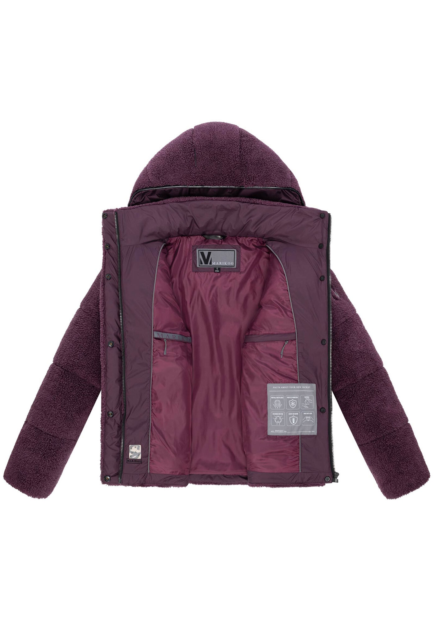 Marikoo Winterjacke »Kaguraa«, warme Teddyfell Sherpa Jacke