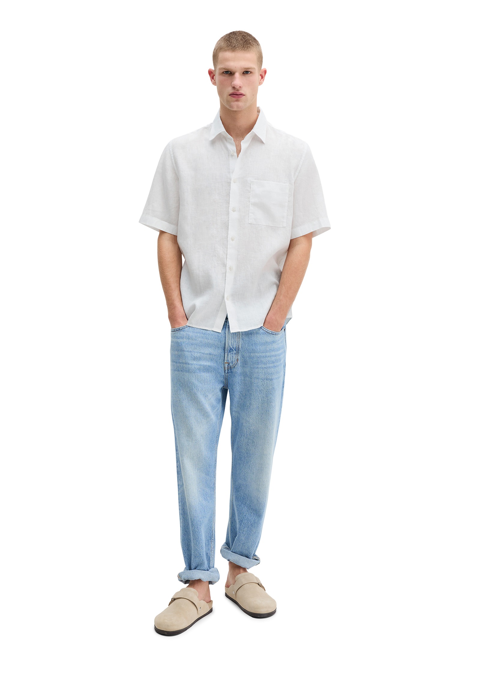 Marc O'Polo Linen Shirt Men White XL 3