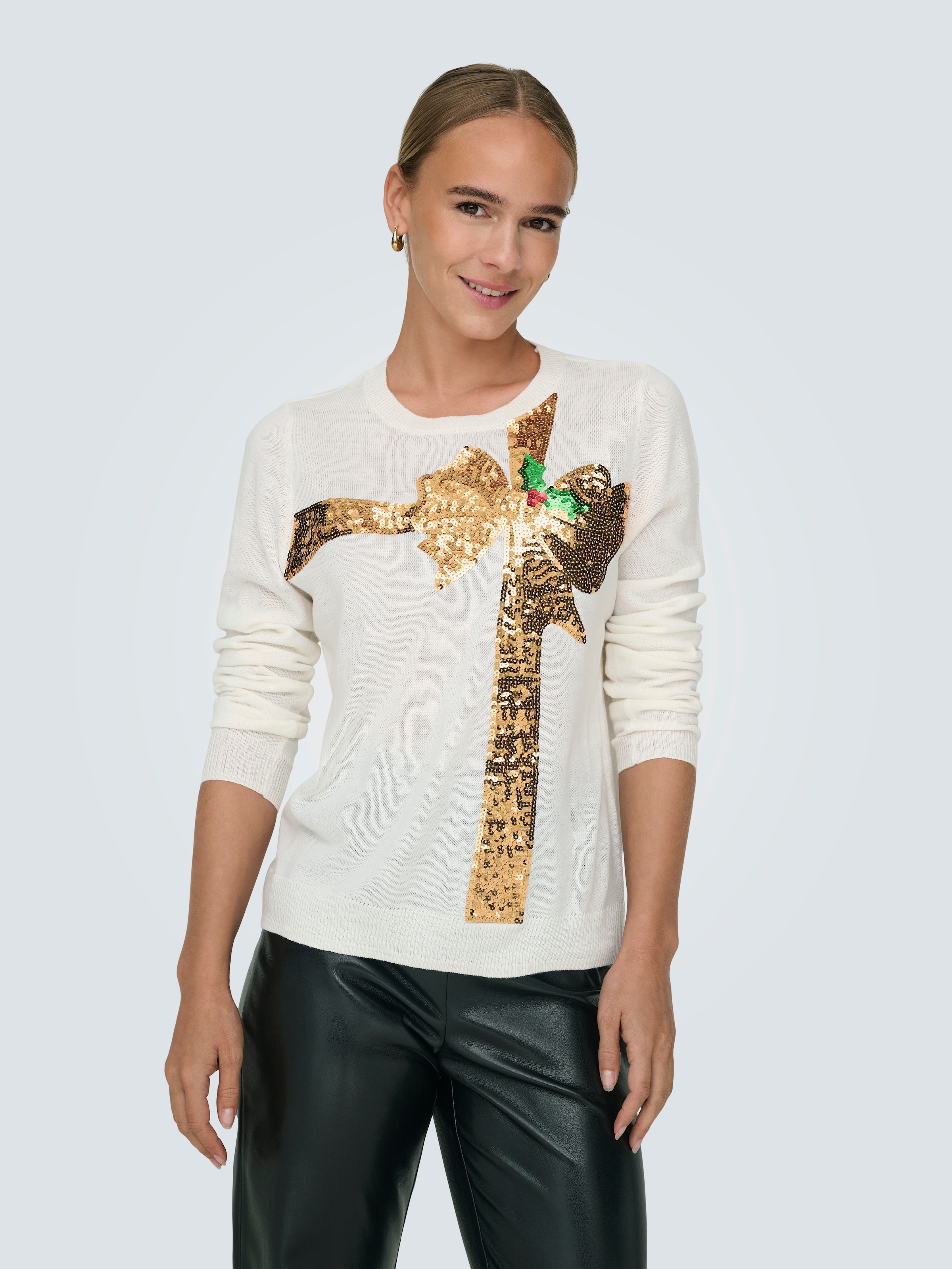 ONLY Weihnachtspullover »ONLXMAS LS O-NECK MIX DETAIL BOX KNT«