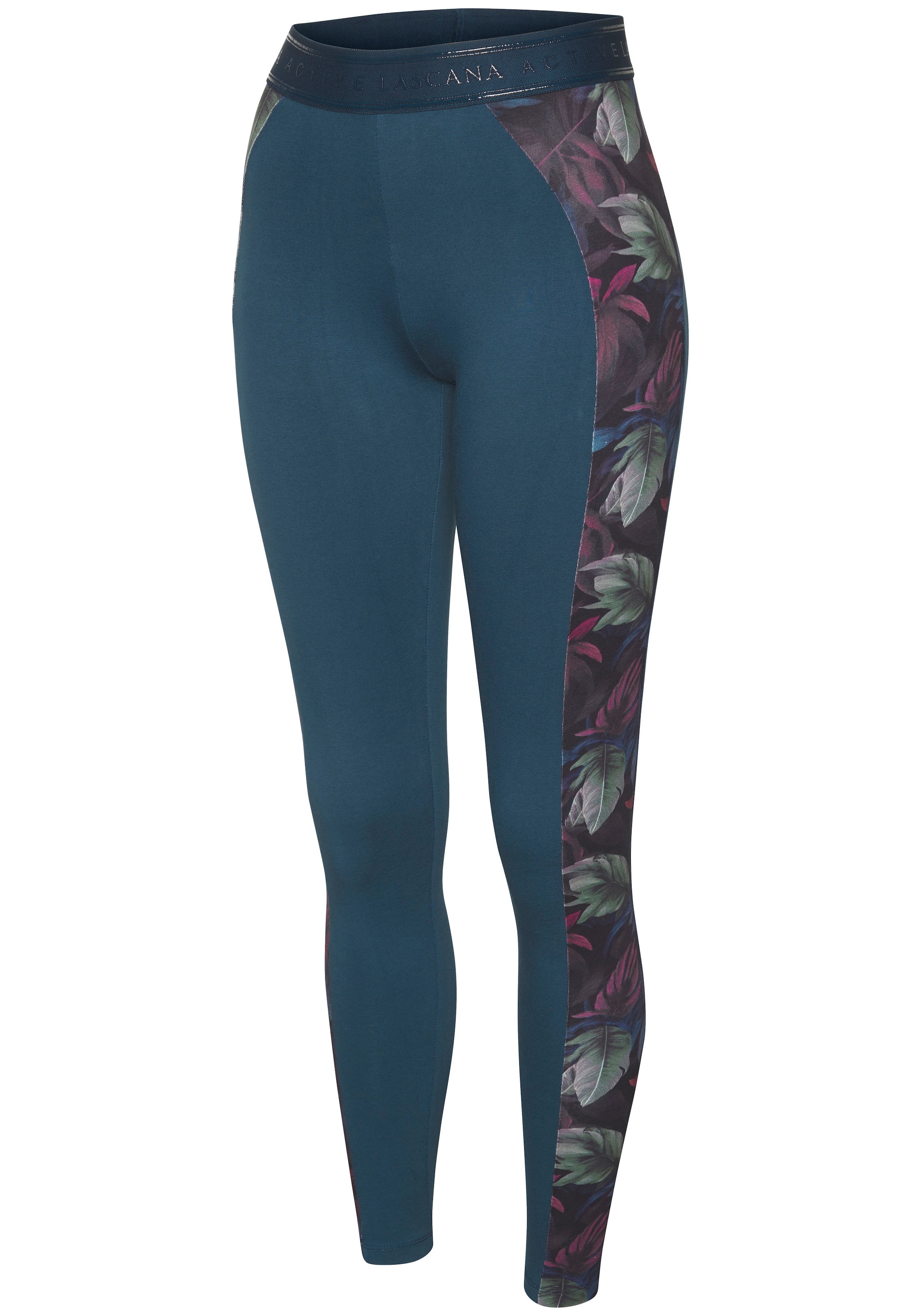 LASCANA ACTIVE Leggings, mit seitlichen floralen Einsätzen
