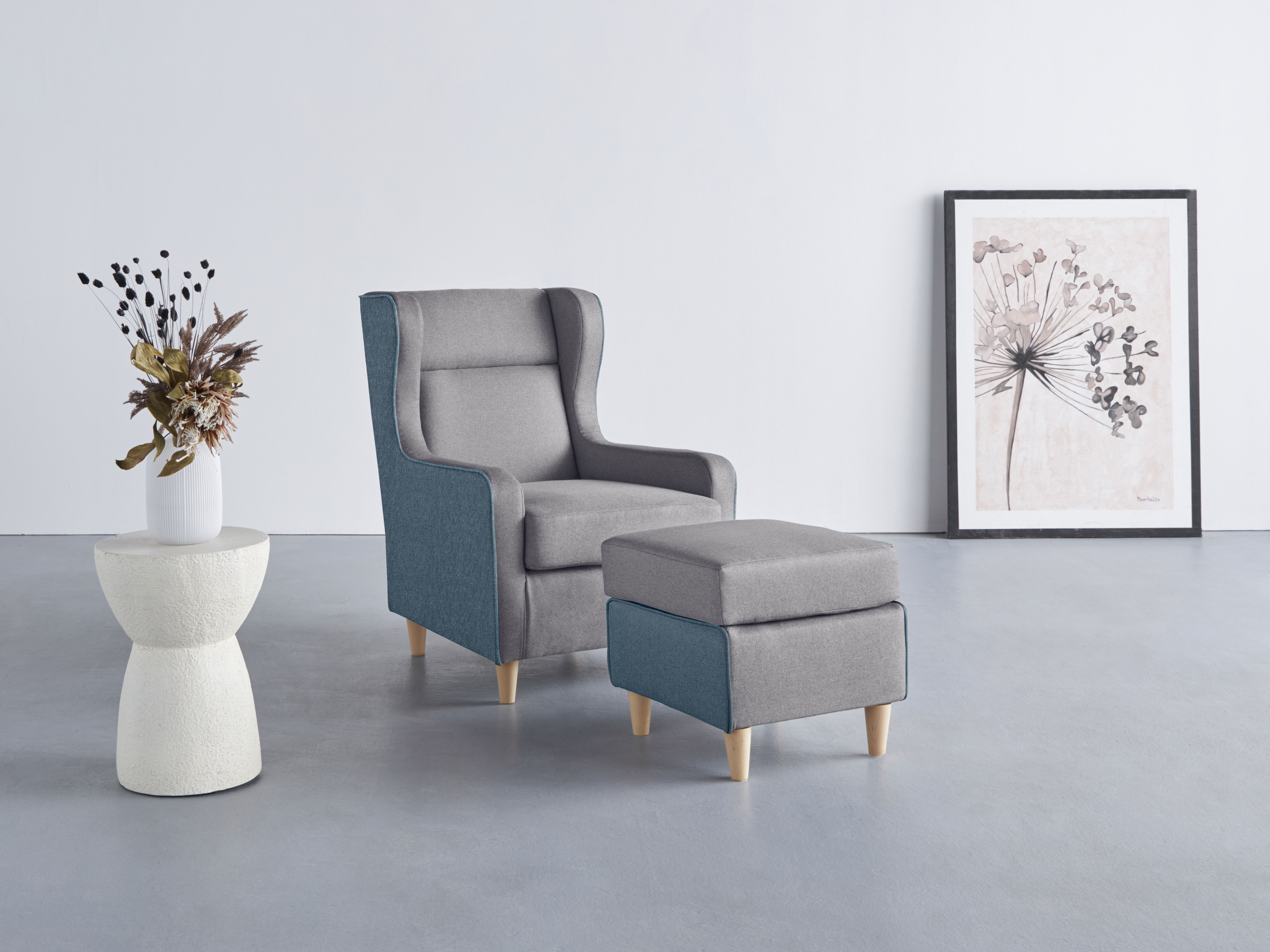 Home affaire Ohrensessel "Thisted, B: 73 cm, Sitzhöhe: 46 cm" farblich abgesetzt - modern und frisch
