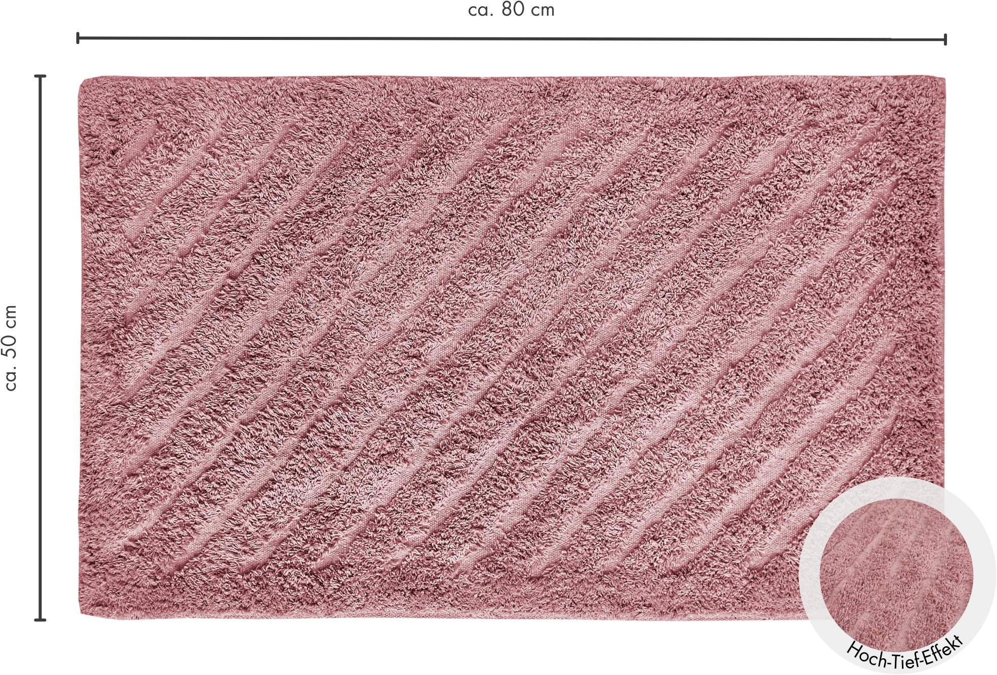 Andiamo Badematte »Havanna, 50x80 cm«, fußbodenheizungsgeeignet-schnell trocknend, Badteppich, Uni Farben, Hoch-Tief Effekt, verschiedene Designs