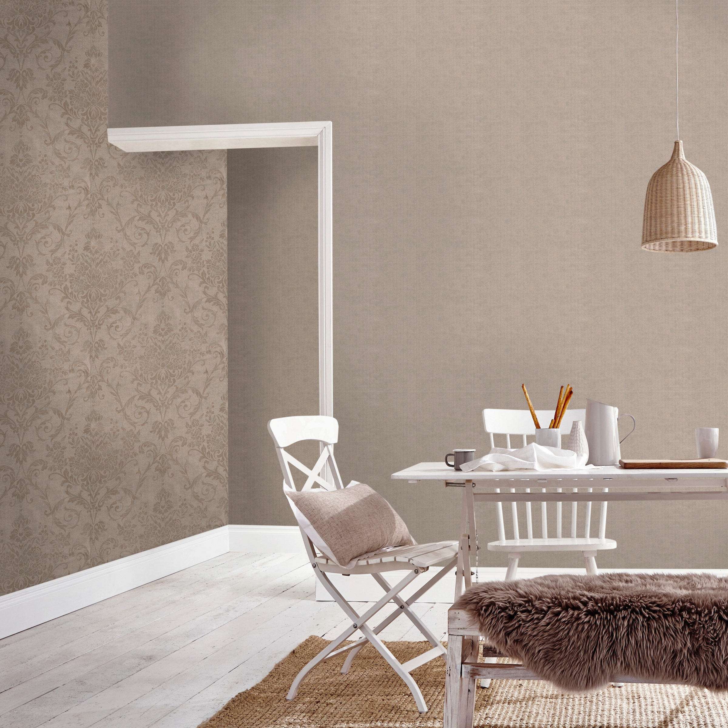 Superfresco Easy Vliestapete »Versailles«, uni, Taupe - 10m x 52cm
