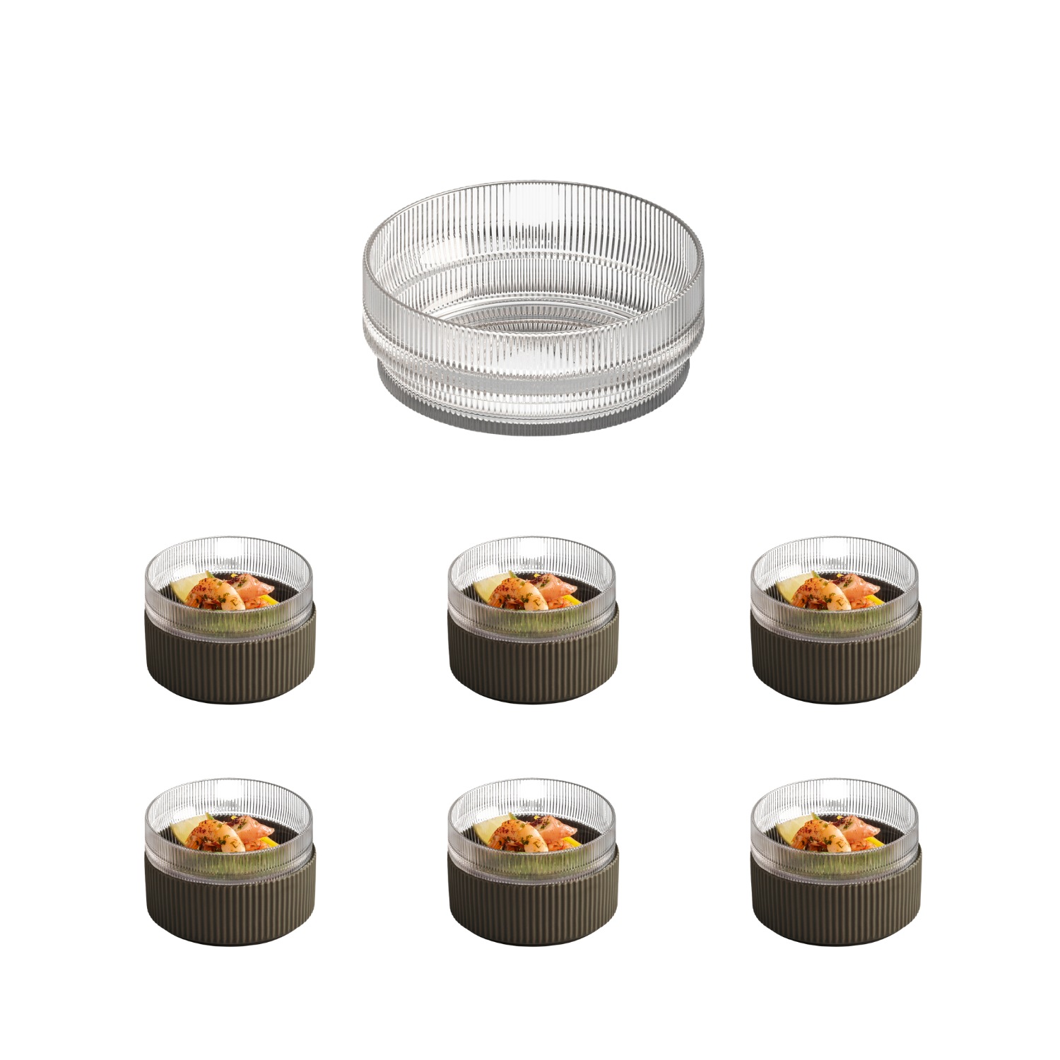 APS Schale "THE GRID" 6 aus Glas Glas, Ø 14 cm, Höhe 5,5 cm, 450 ml, stapelbar, mikrowellengeeignet
