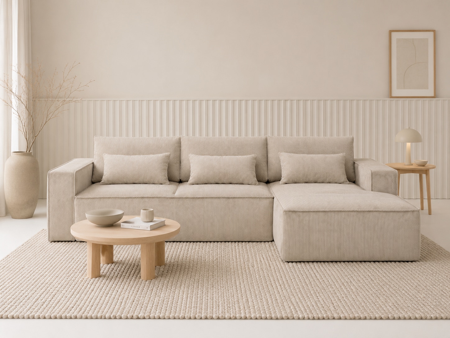 OTTO home Ecksofa "Tillian, Schlafsofa" Breite 294 cm, Breitkord, Sitzfläche mit Taschenfederkern
