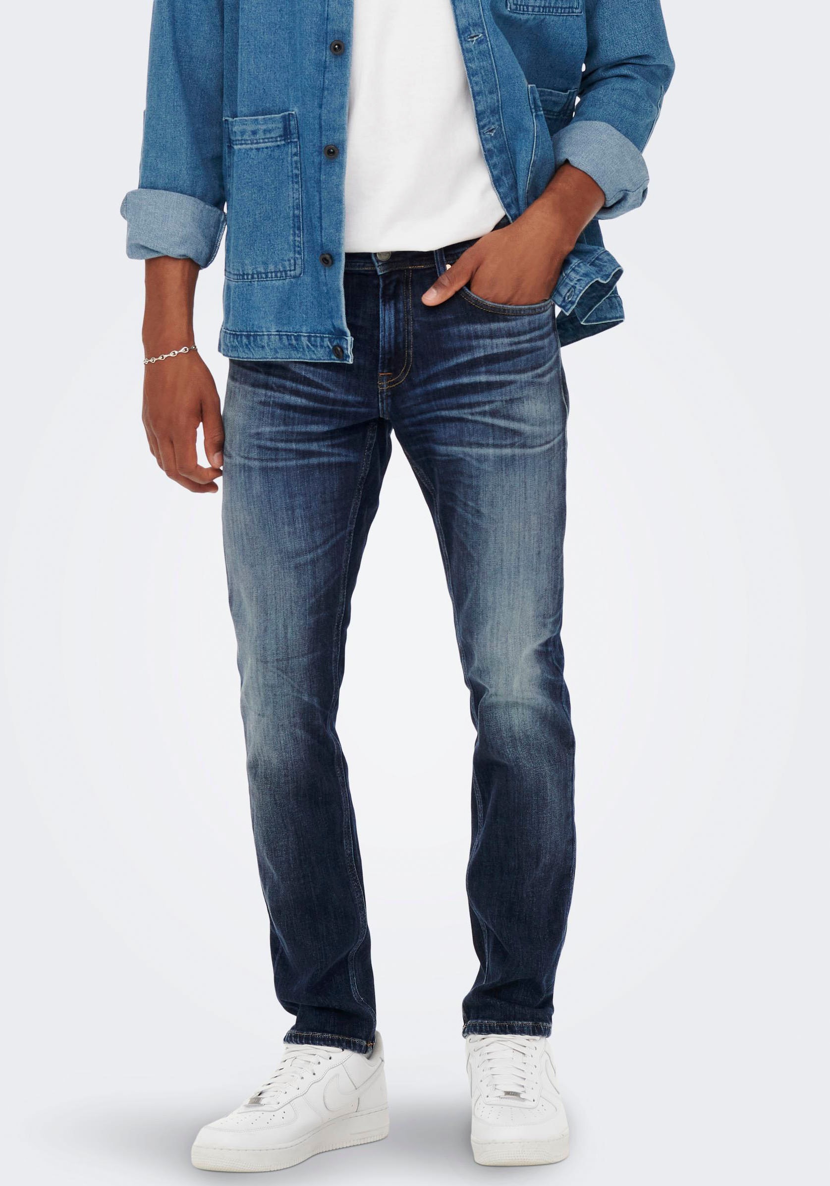 Only & Sons Herren Jeans ONSWEFT 3251 - Straight Fit - Blau - Blue Denim günstig online kaufen