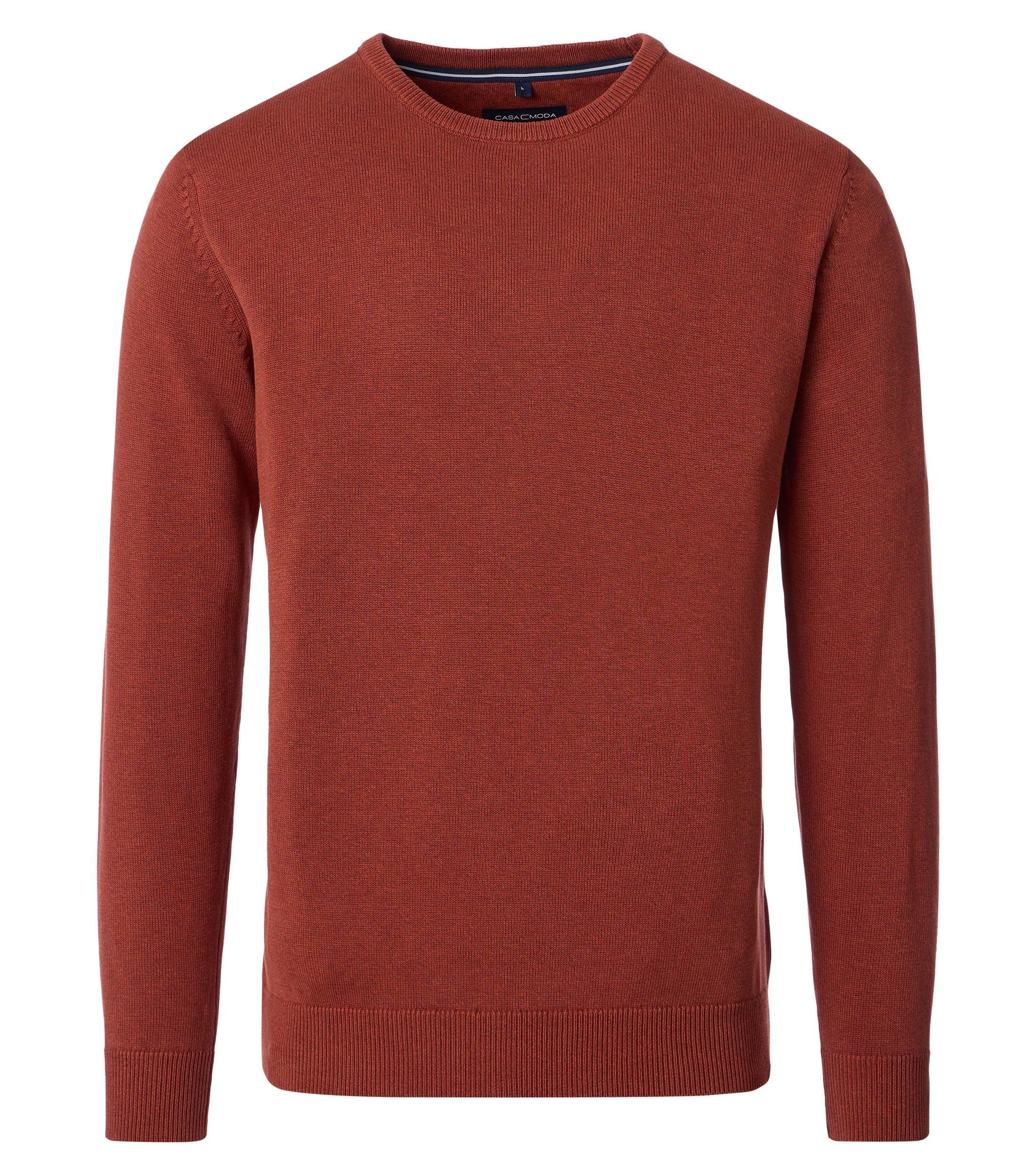 Strickpullover CASAMODA "CASAMODA Pullover uni", Herren, Gr. XL, orange, 100% Baumwolle, Pullover Strickpullover