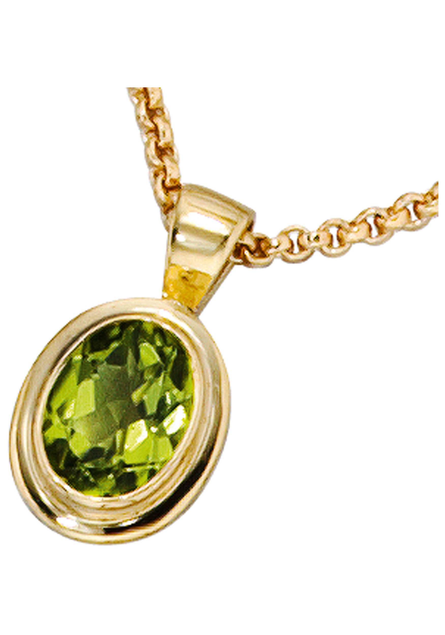 JOBO Kettenanhänger »Anhänger oval«, 585 Gold mit Peridot