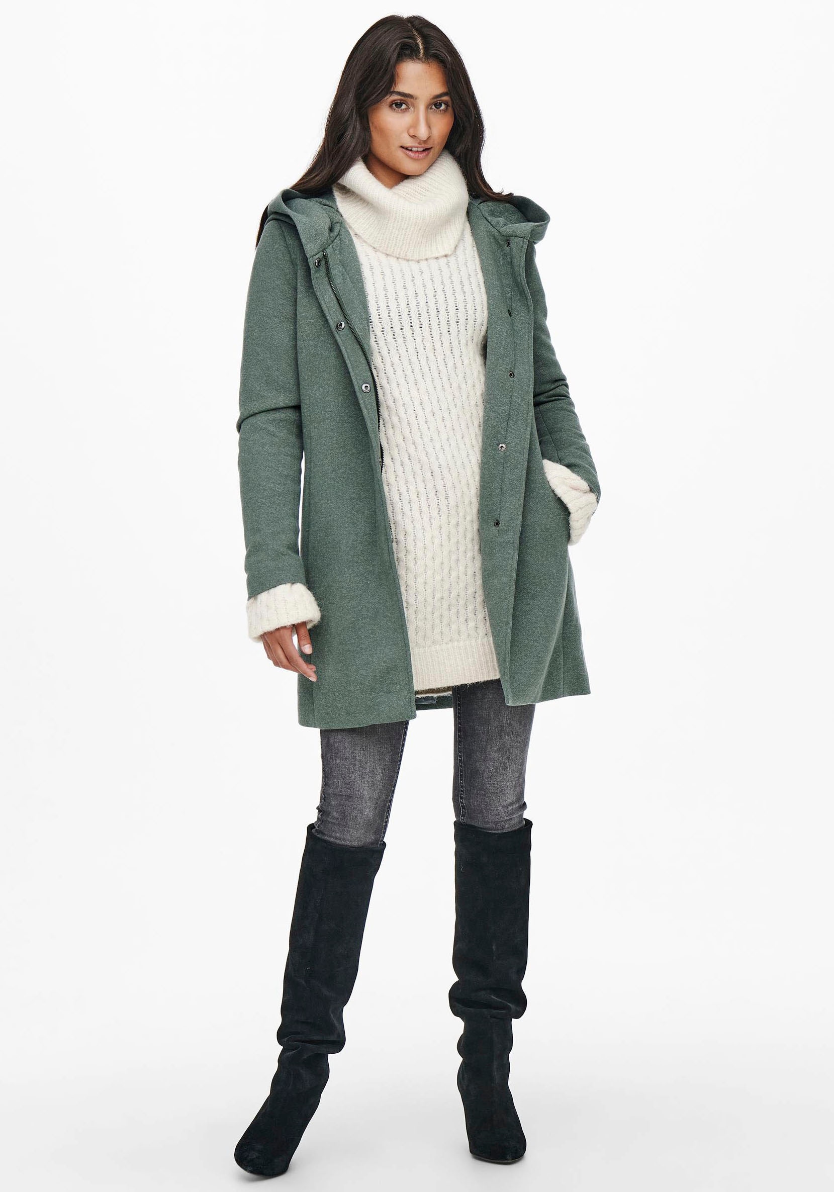 ONLY Langjacke »ONLSEDONA LIGHT COAT OTW NOOS«, mit Kapuze, in melierter Optik