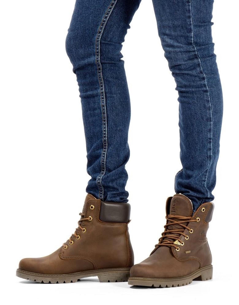 Panama Jack Schnürboots, Blockabsatz, Schnürstiefelette, Outdoorschuh mit Logoprägung