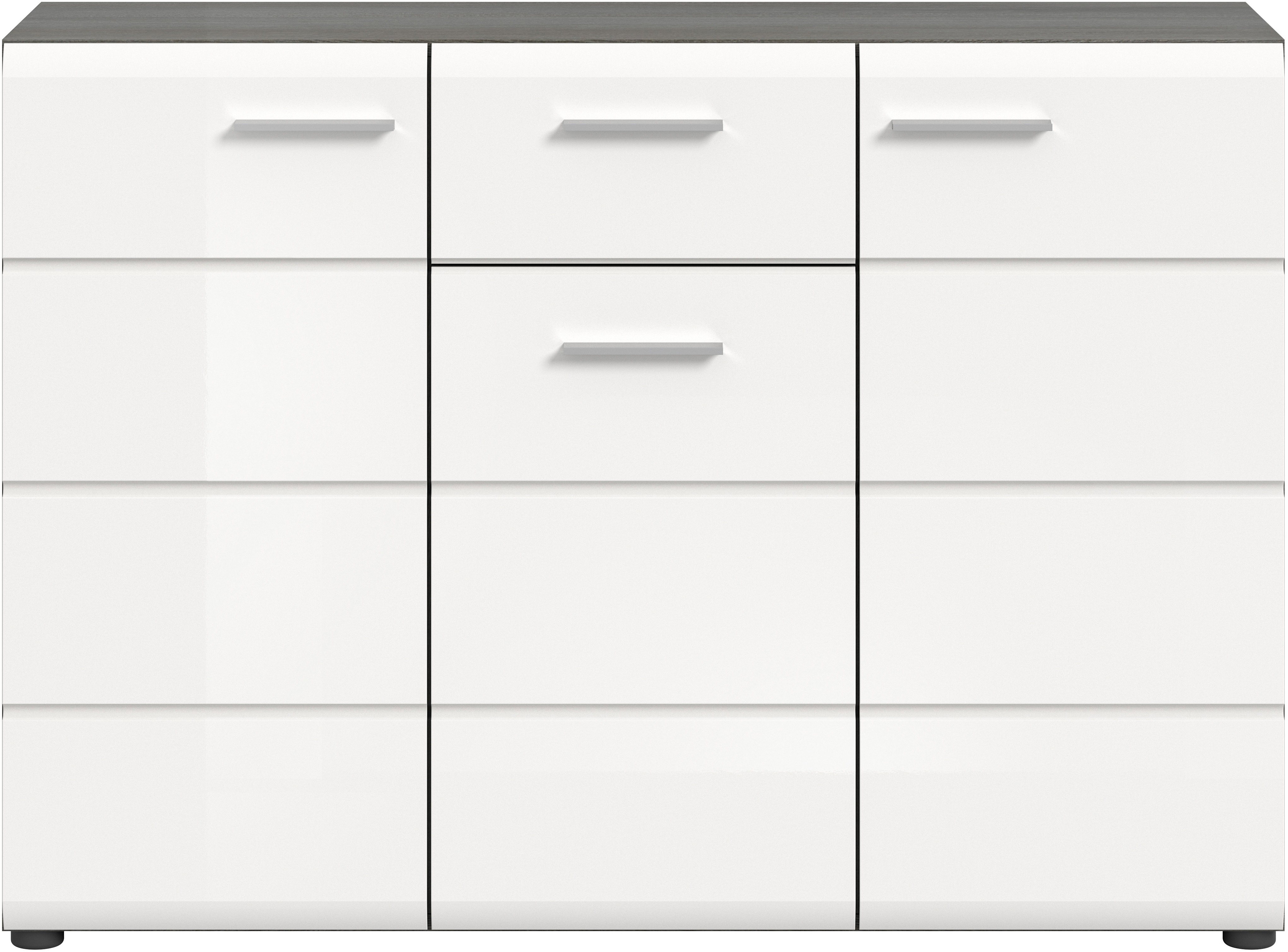 Thumbnail - Home affaire Sideboard "Rumba, Breite 120cm, in Rauchsilber Nachbildung/Weiß Hochglanz" Kommode, Sideboard, Schrank