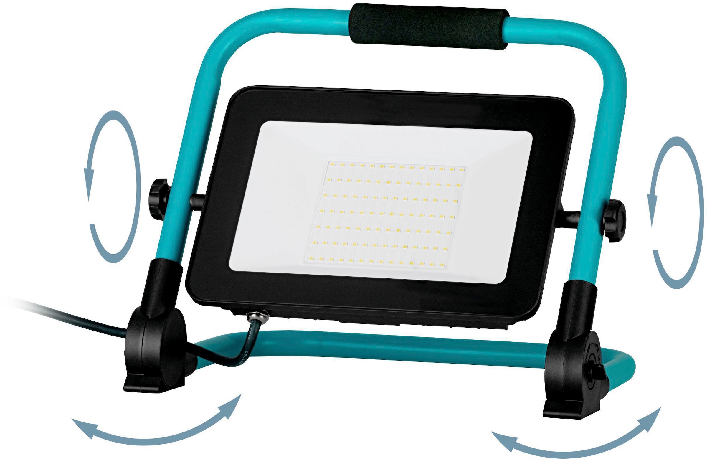 EGLO LED Wandstrahler »Avelar Strahler, tragbare Arbeitsleuchte, Arbeitsscheinwerfer, IP65« LED-Modul 1 Stk. Neutralweiß Stehleuchte - L29,5 x B21,5 x H36,5 cm - schwarz, türkis - 100W inkl.