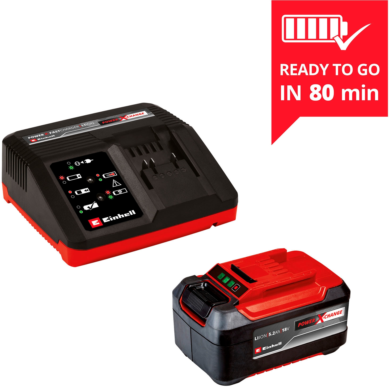 Einhell Akku »PXC-Starter-Kit 5,2Ah & 4A Fastcharger«, 18,0 V, inklusive Schnellladegerät