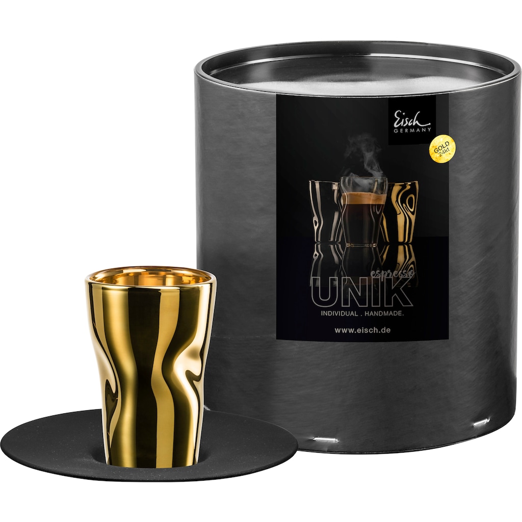 Eisch Espressoglas »UNIK«, (Set, 2 tlg., Espressoglas mit Untertasse in Geschenkröhre)