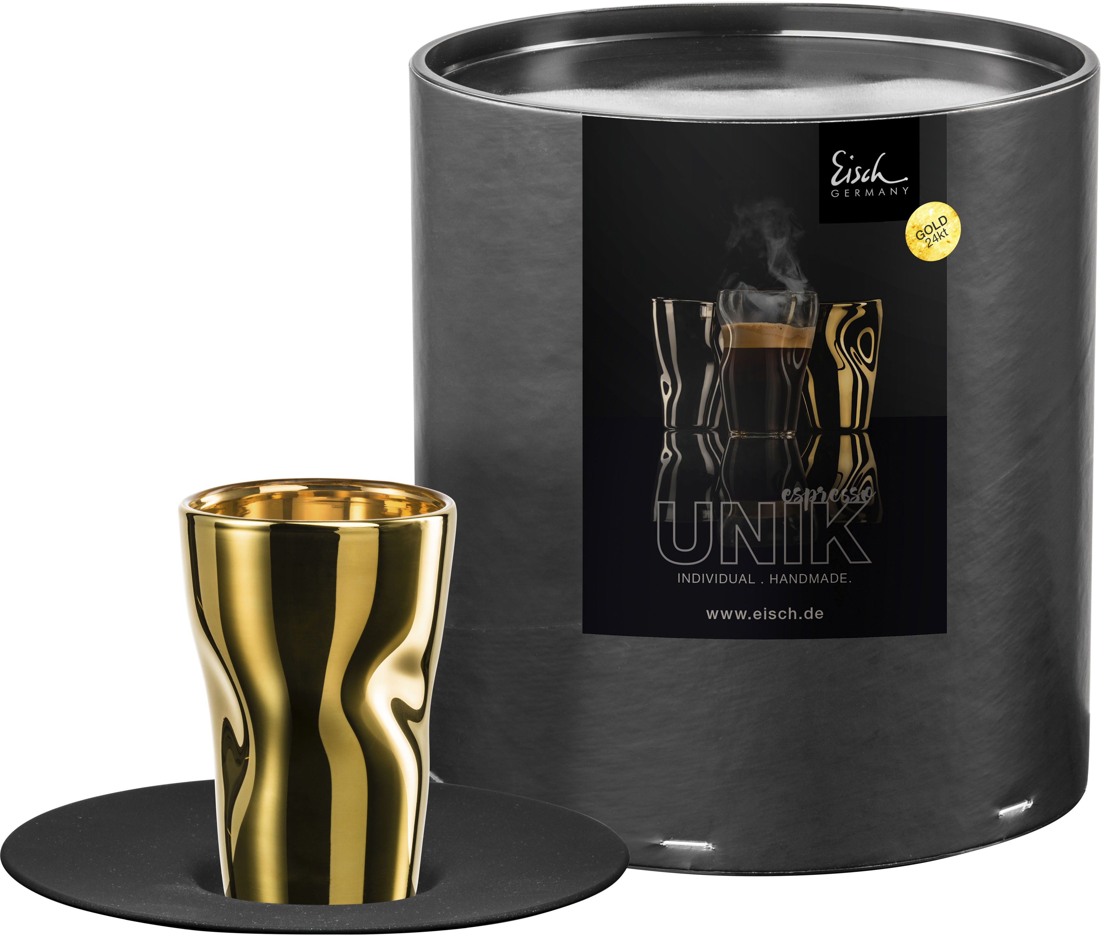 Eisch Espressoglas »UNIK«, Untertasse, mit mit BAUR 2 mit | Espressoglas in Untertasse Geschenkröhre), Echtgold, tlg., veredelt ml 100 (Set, Espressoglas