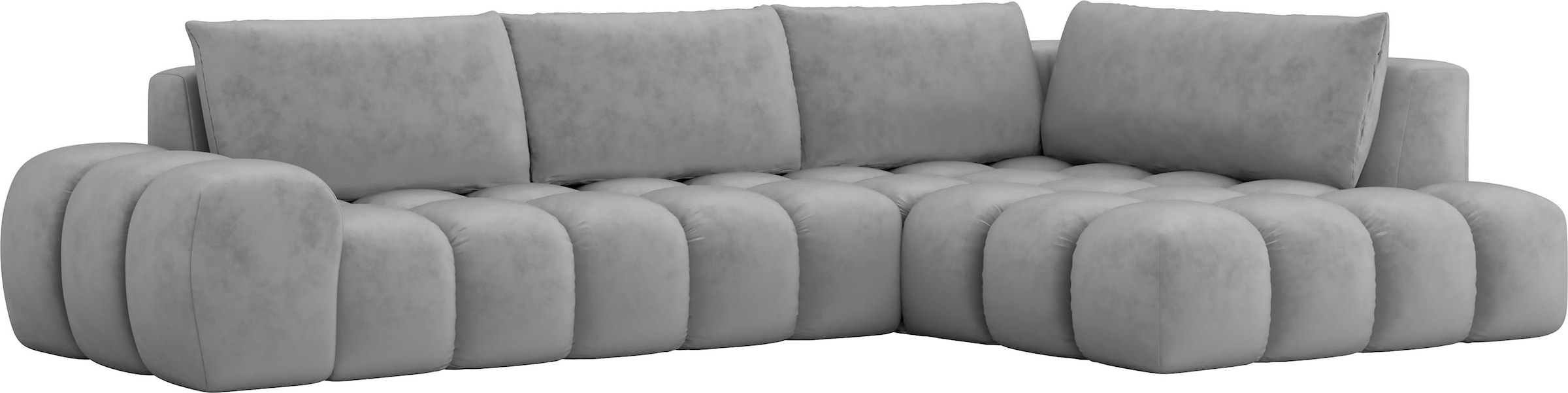INOSIGN Ecksofa »AZITA Designsofa, elegant und bequem L-Form, Bubble-Optik«, lose Rückenkissen, traumhafte Steppung, Maße B/T/H: 352/210/72 cm