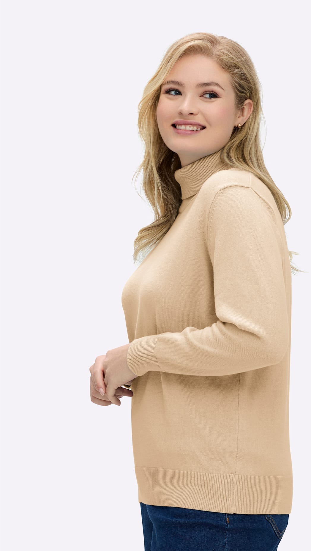 Casual Looks Turtleneck Sweater Beige 42 2
