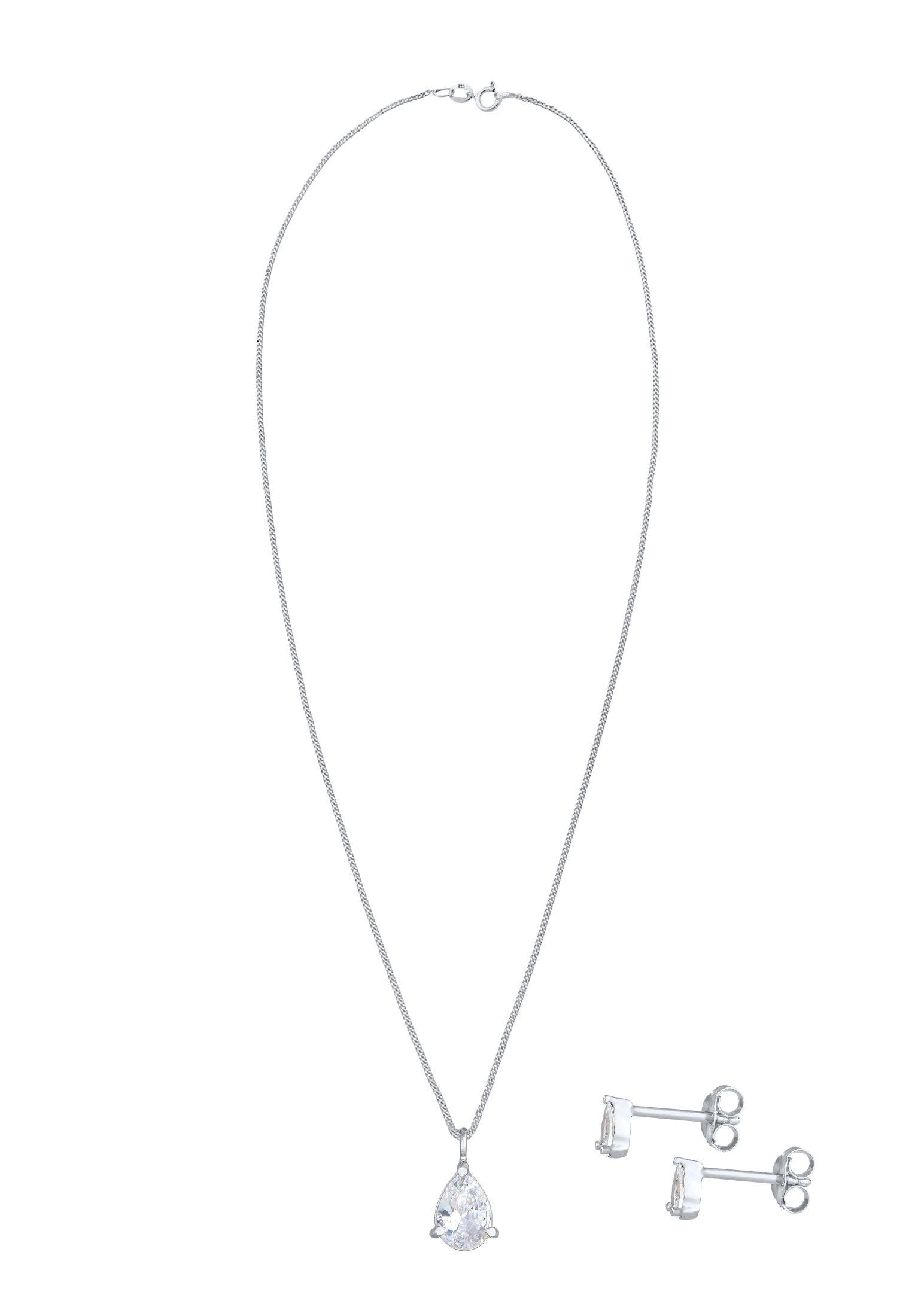 Elli Schmuckset »Kette Ohrstecker Tropfen Zirkonia Set 925 Silber«