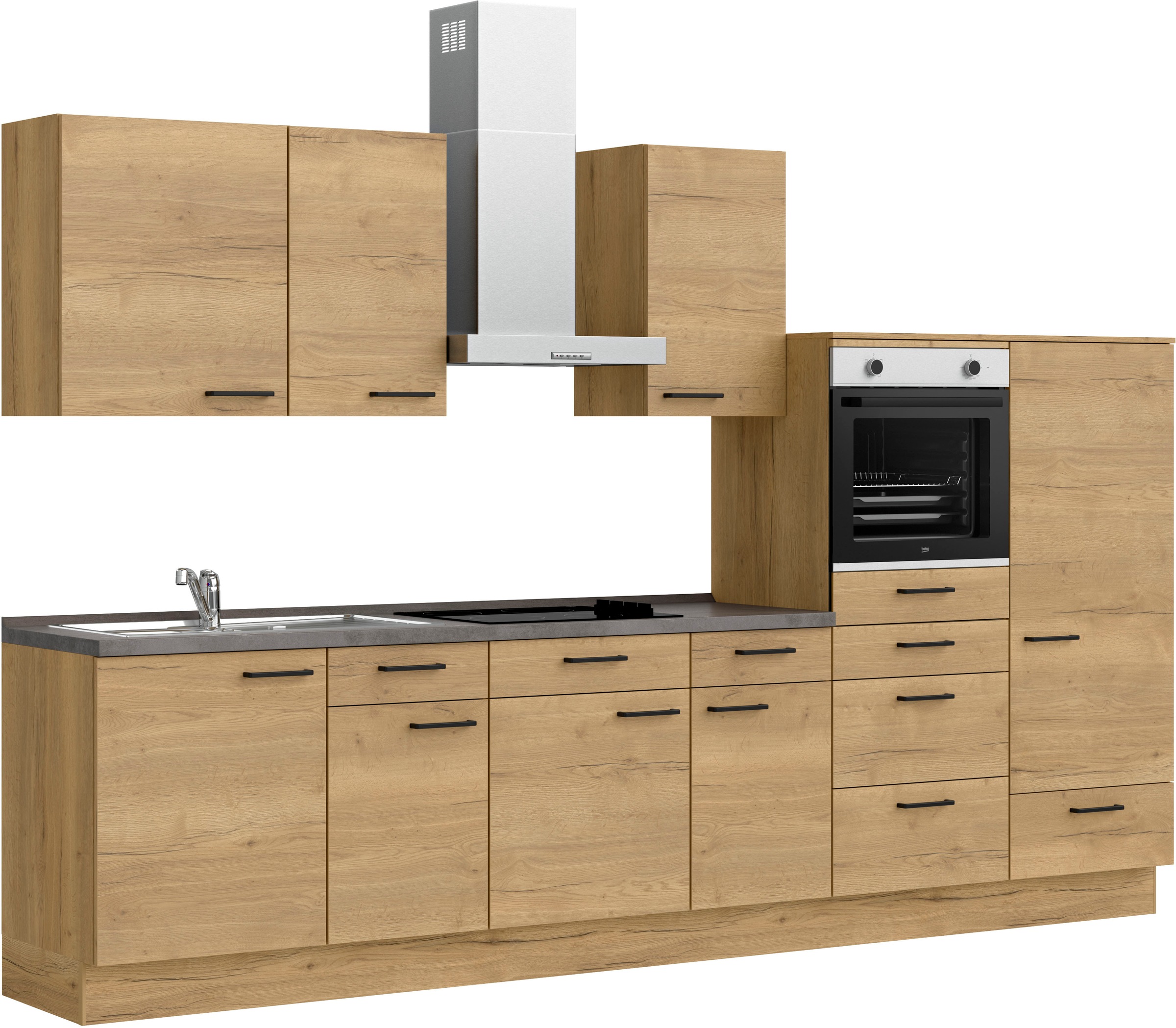 nobilia® Küchenzeile »"Structura I"«, vormontiert, Ausrichtung wählbar, Breite 330 cm, wahlw. mit E-Geräten