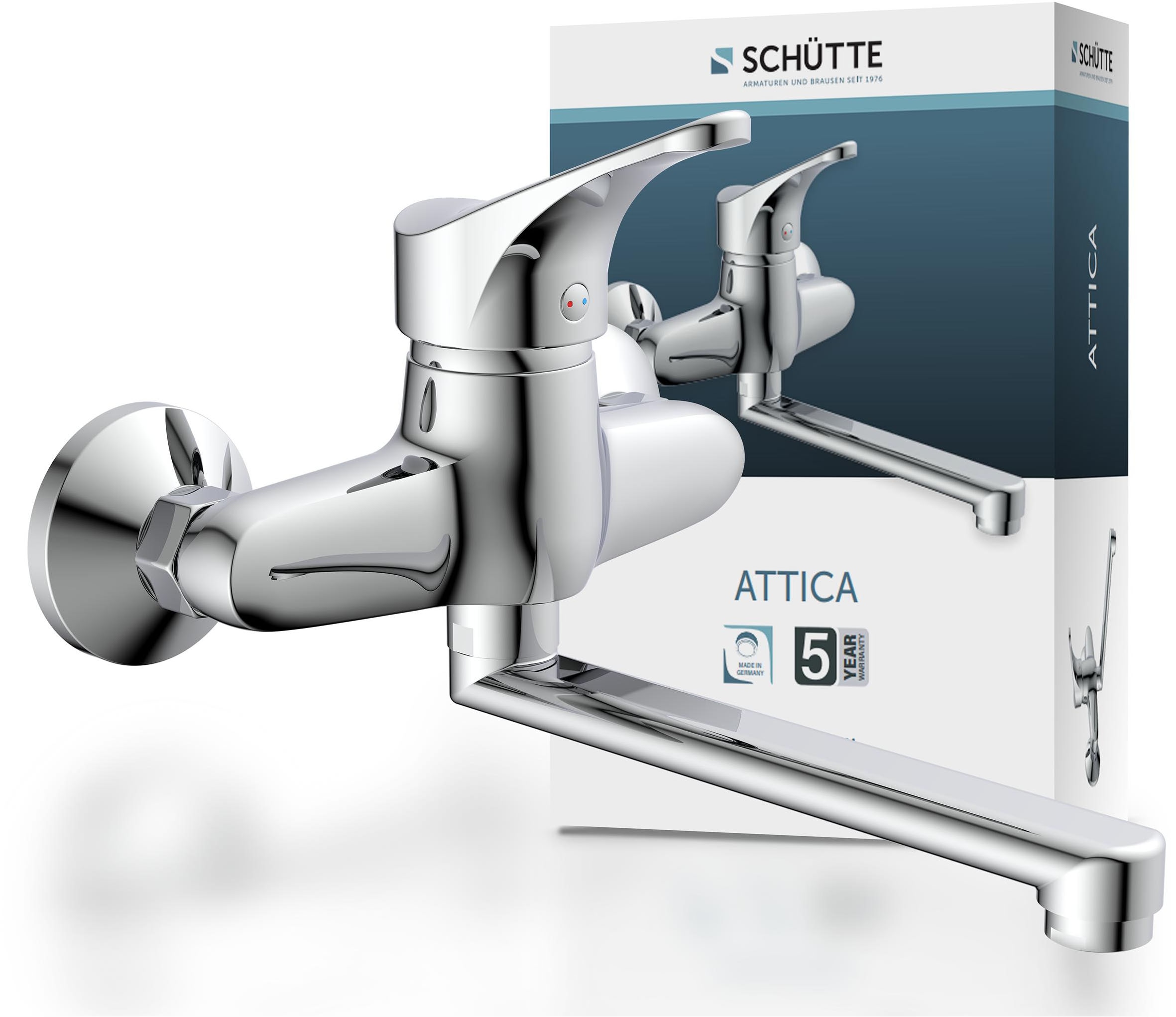 Schütte Spültischarmatur »Attica«, schwenkbarer Wasserhahn Küche für Wandmontage, Chrom, Hochdruck