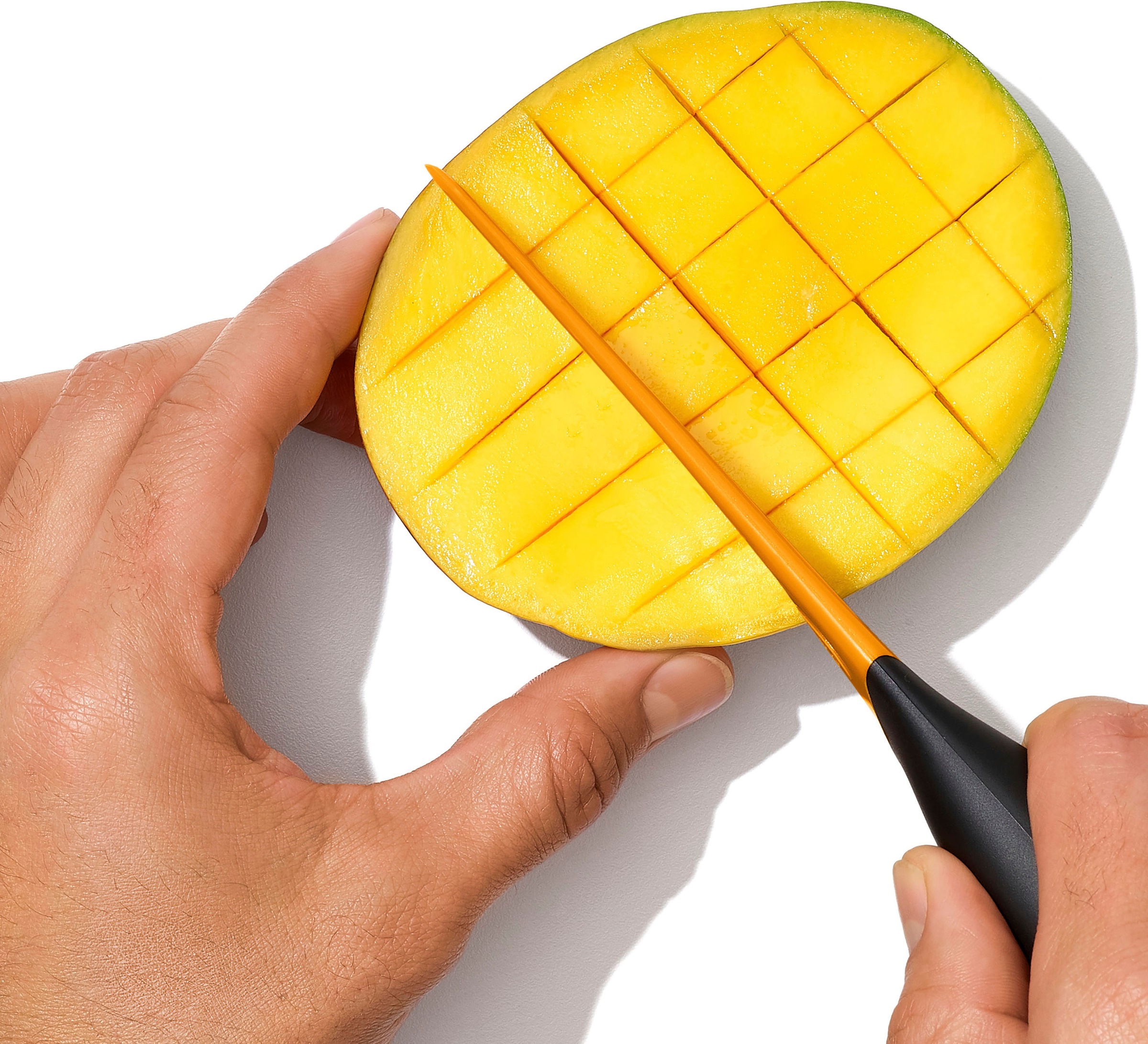 OXO Good Grips Obstschneider, Mangoschneider mit Portionierer und Riffelmesser