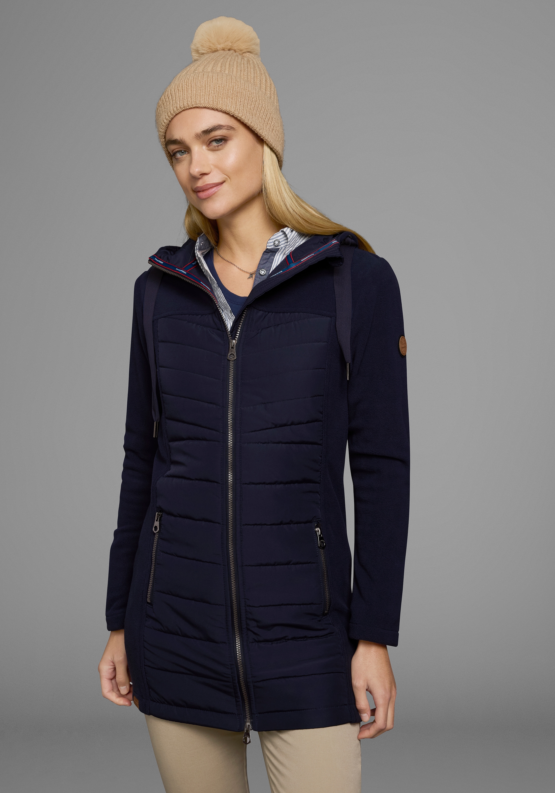 KangaROOS Langjacke, mit Kapuze, Hybridjacke - Fleecejacke mit wattierten B günstig online kaufen