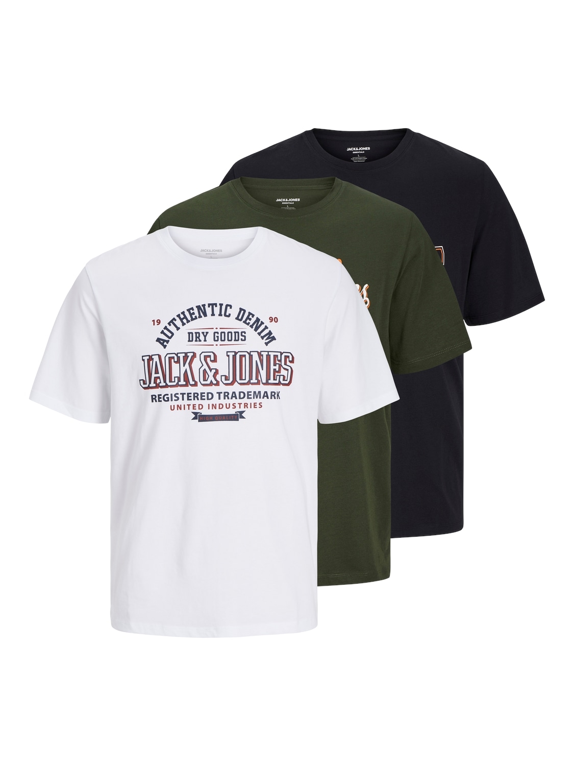 Jack & Jones Rundhalsshirt "JJELOGO TEE SS O-NECK 2 COL AW24 3PK MP"