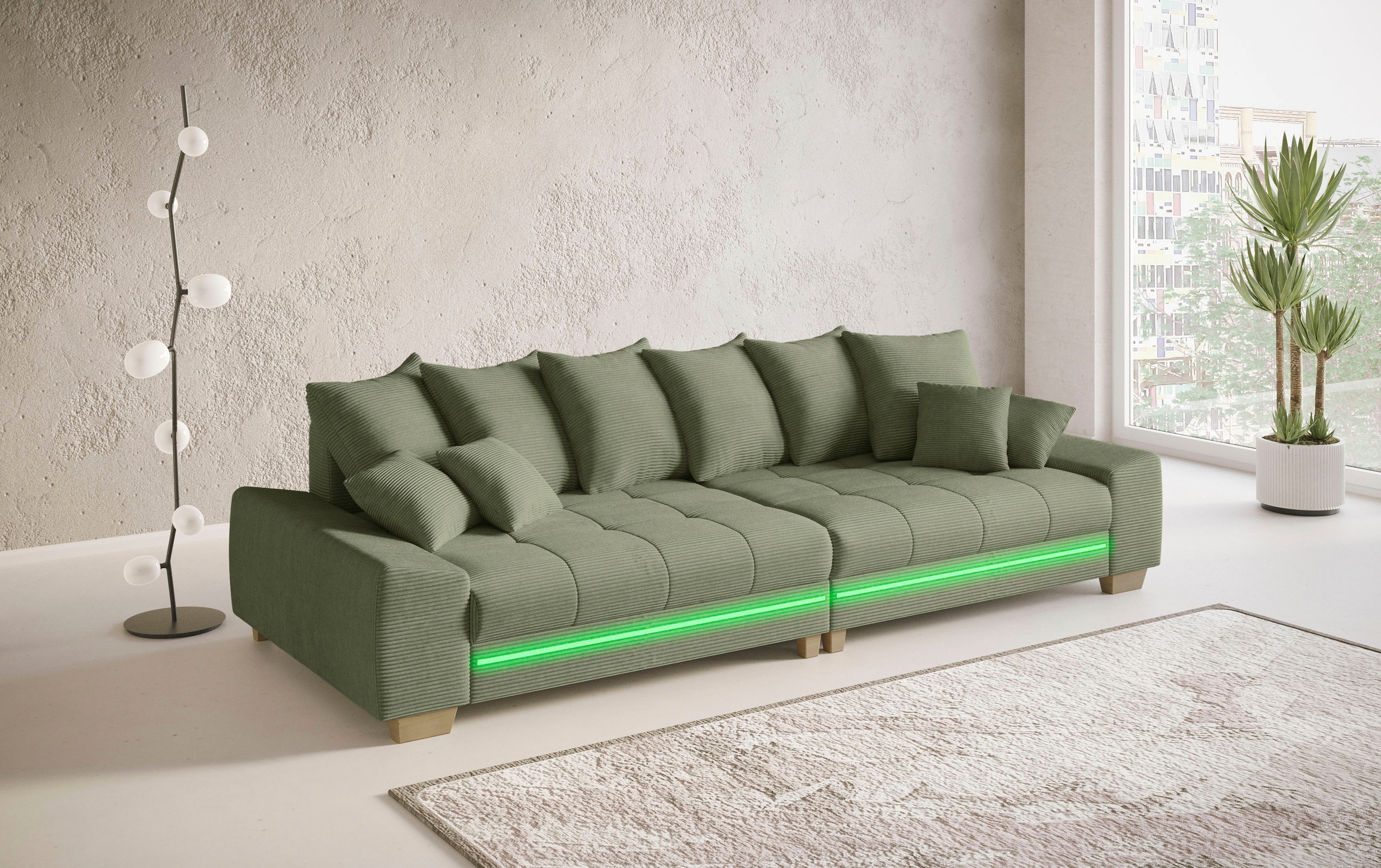 Mr. Couch Big-Sofa »Nikita II«, mit RGB-LED Beleuchtung, wahlweise mit Kaltschaum
