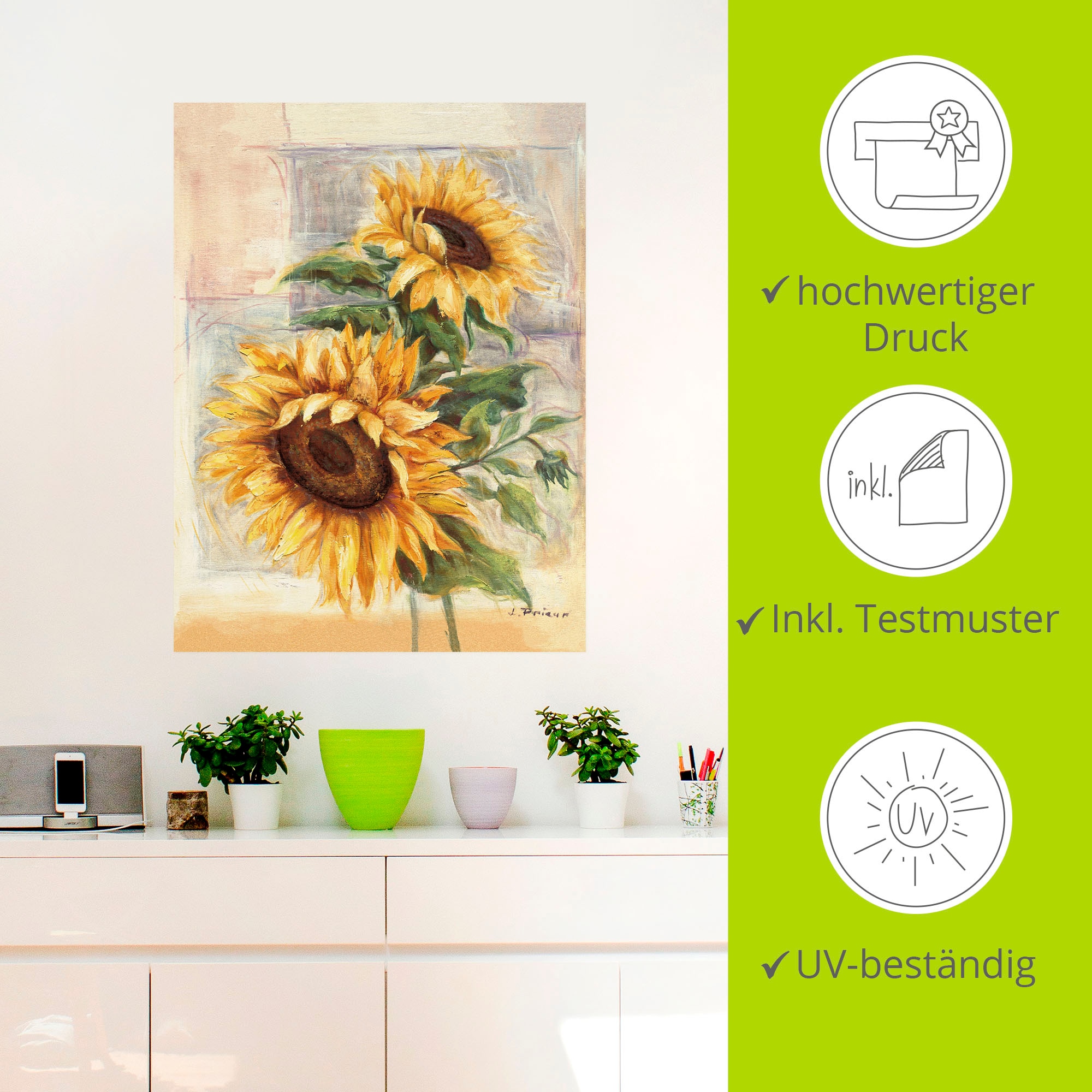 Artland Wandbild »Sonnenblumen II«, Blumen, (1 St.), als Alubild, Outdoorbild, Leinwandbild, Poster, Wandaufkleber