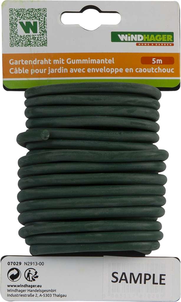 Windhager "Pflanzenbinder aus Gummimantel, Pflanzendraht" Blumendraht, 5 m, grün