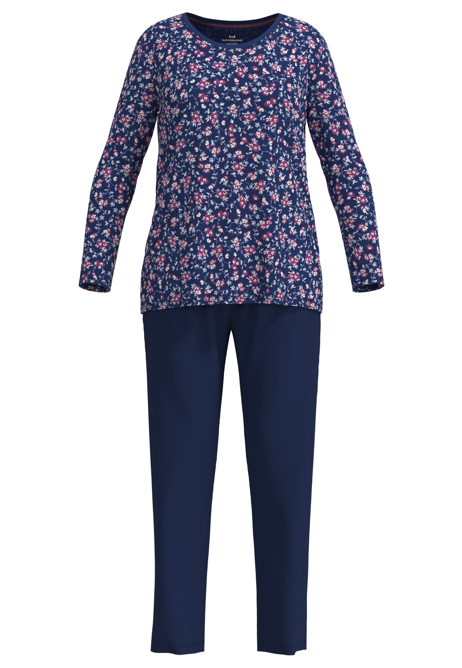 GÖTZBURG Pyjama Langarm, Rundhalsausschnitt, mit Motiv, Baumwolle günstig online kaufen